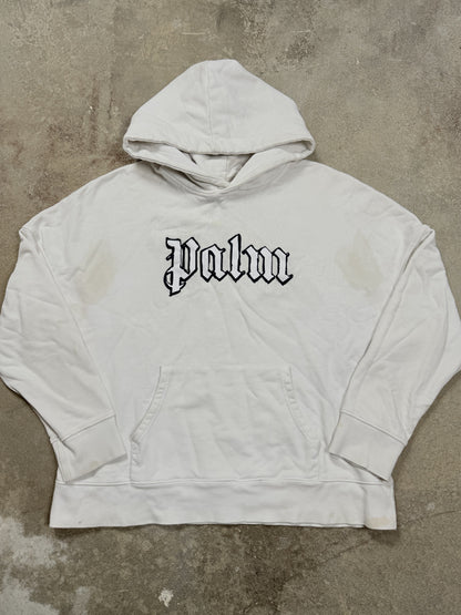 Palm Angels Hoodie White Chest Logo Used Large