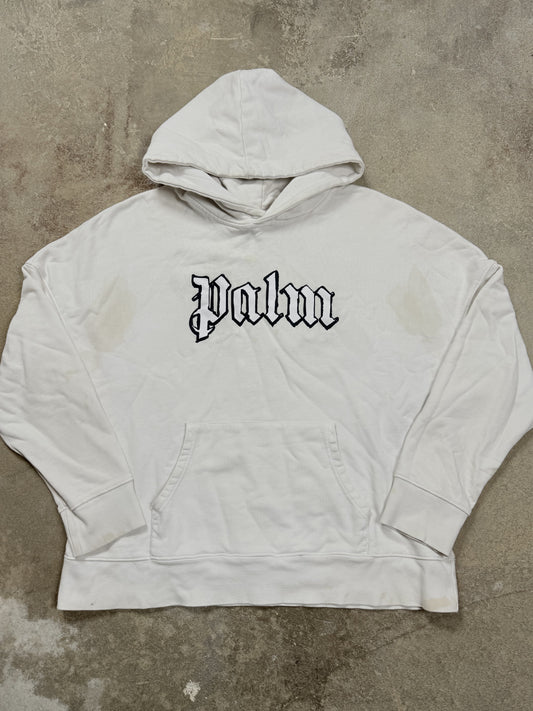 Palm Angels Hoodie White Chest Logo Used Large