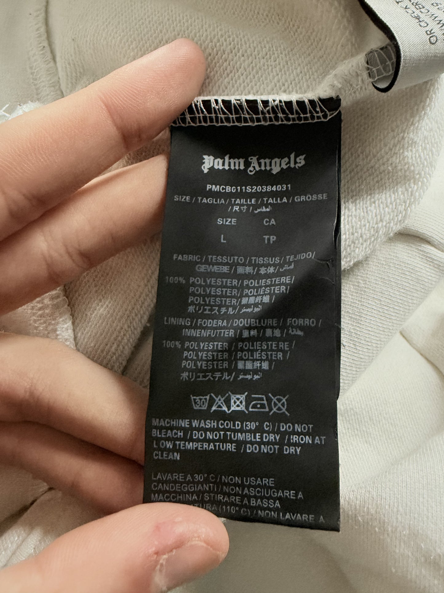 Palm Angels Hoodie White Chest Logo Used Large