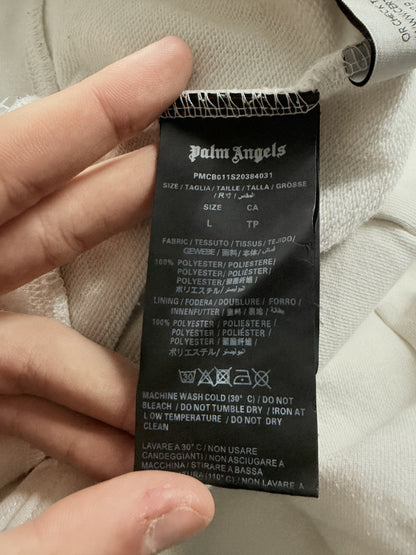 Palm Angels Hoodie White Chest Logo Used Large