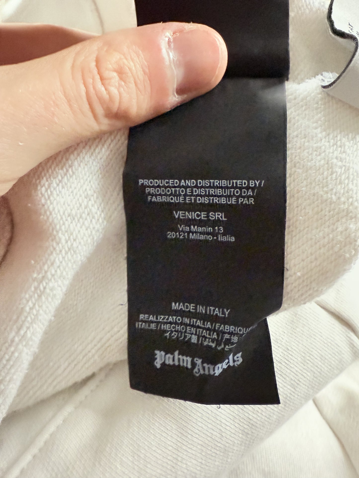 Palm Angels Hoodie White Chest Logo Used Large