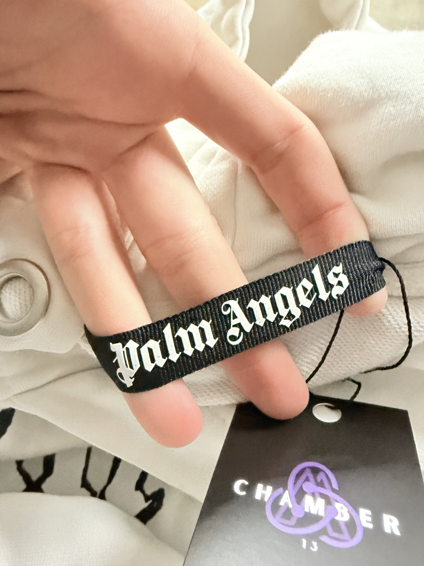 Palm Angels Hoodie White Chest Logo Used Large