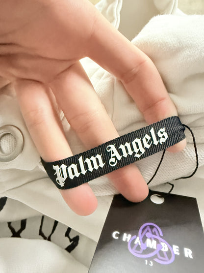 Palm Angels Hoodie White Chest Logo Used Large