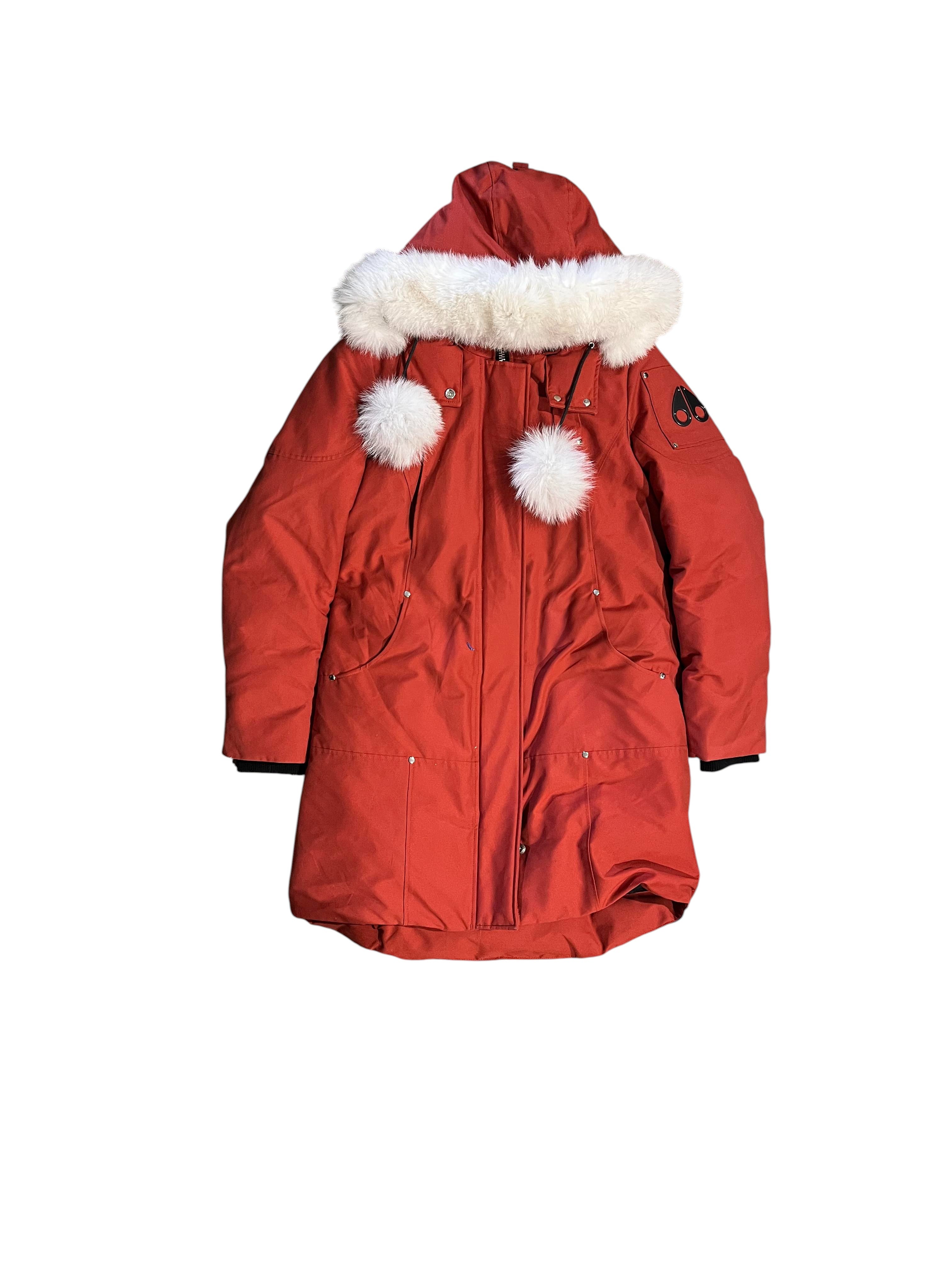 Moose Knuckles Female's Red & White Fur Jacket