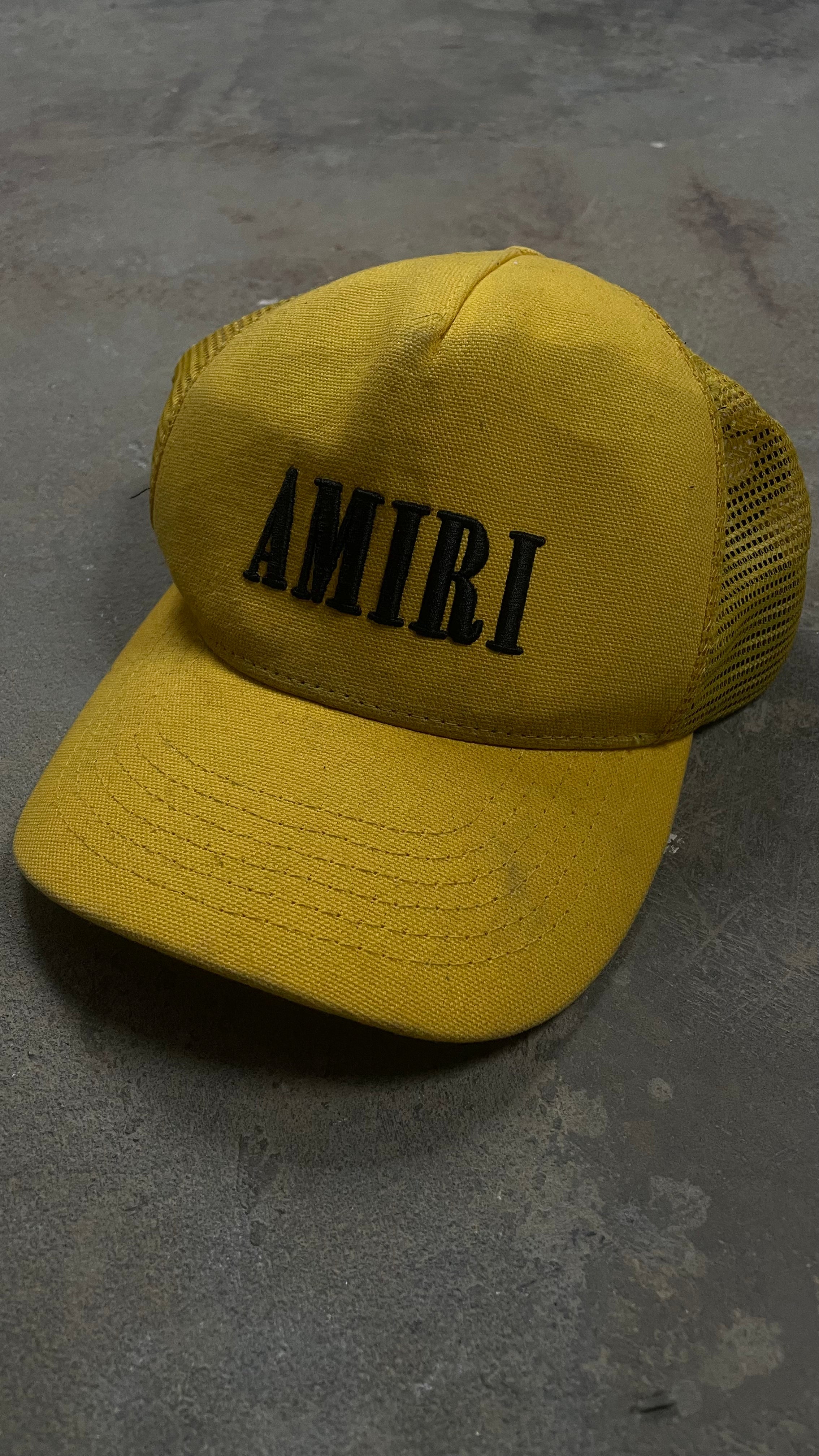 Amiri Yellow & Black Core Logo Trucker Hat