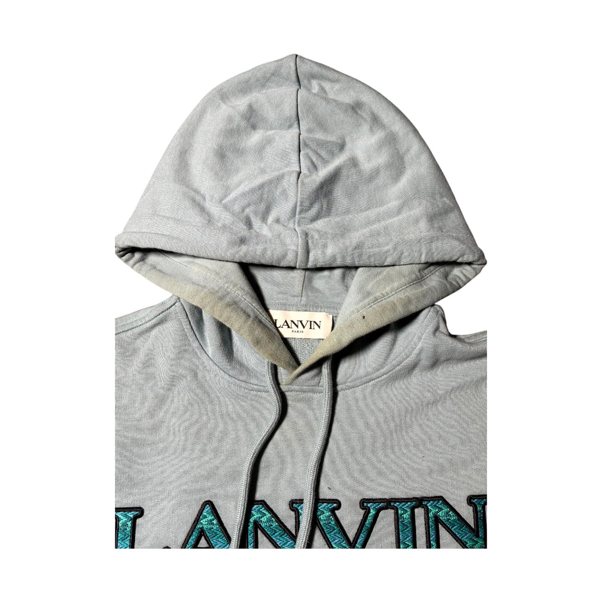 Lanvin Chest Logo Teal Hoodie