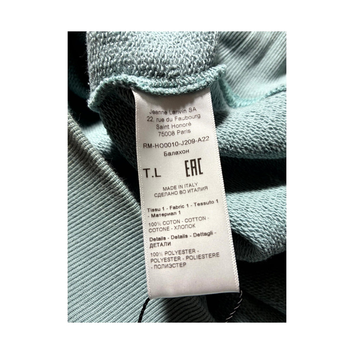 Lanvin Chest Logo Teal Hoodie