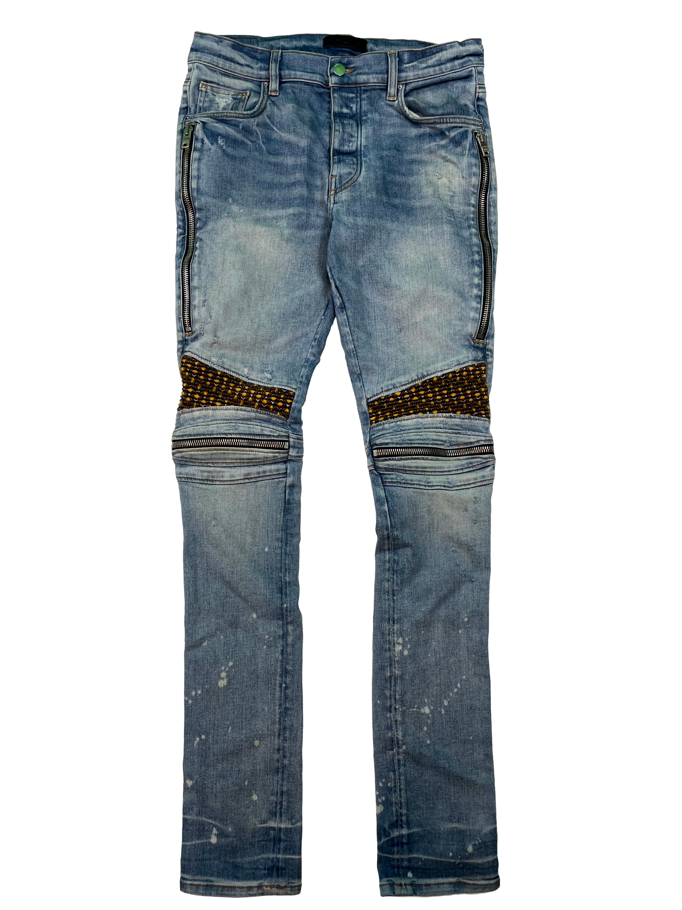 Amiri Light Wash MX2 Yellow Plaid Jeans