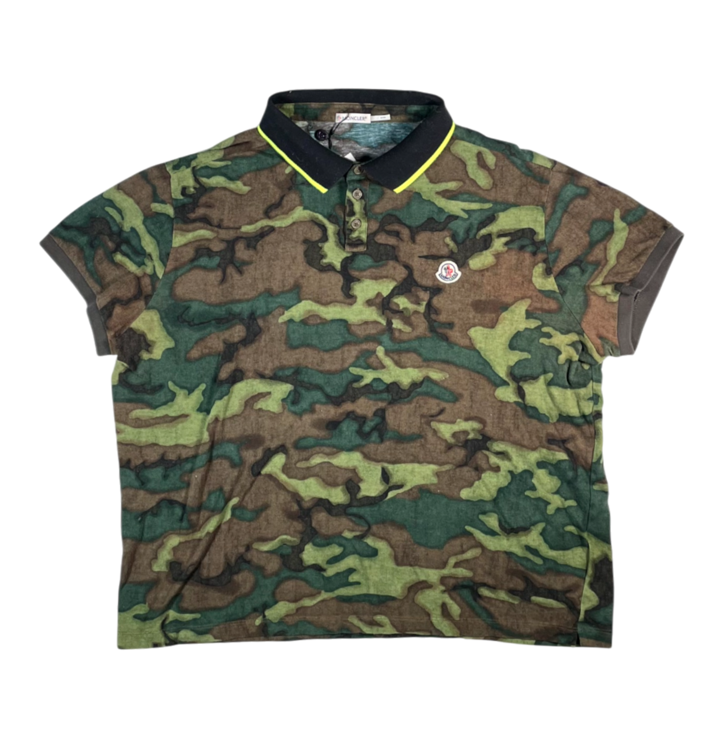 Moncler Collared Camo Black Polo Shirt