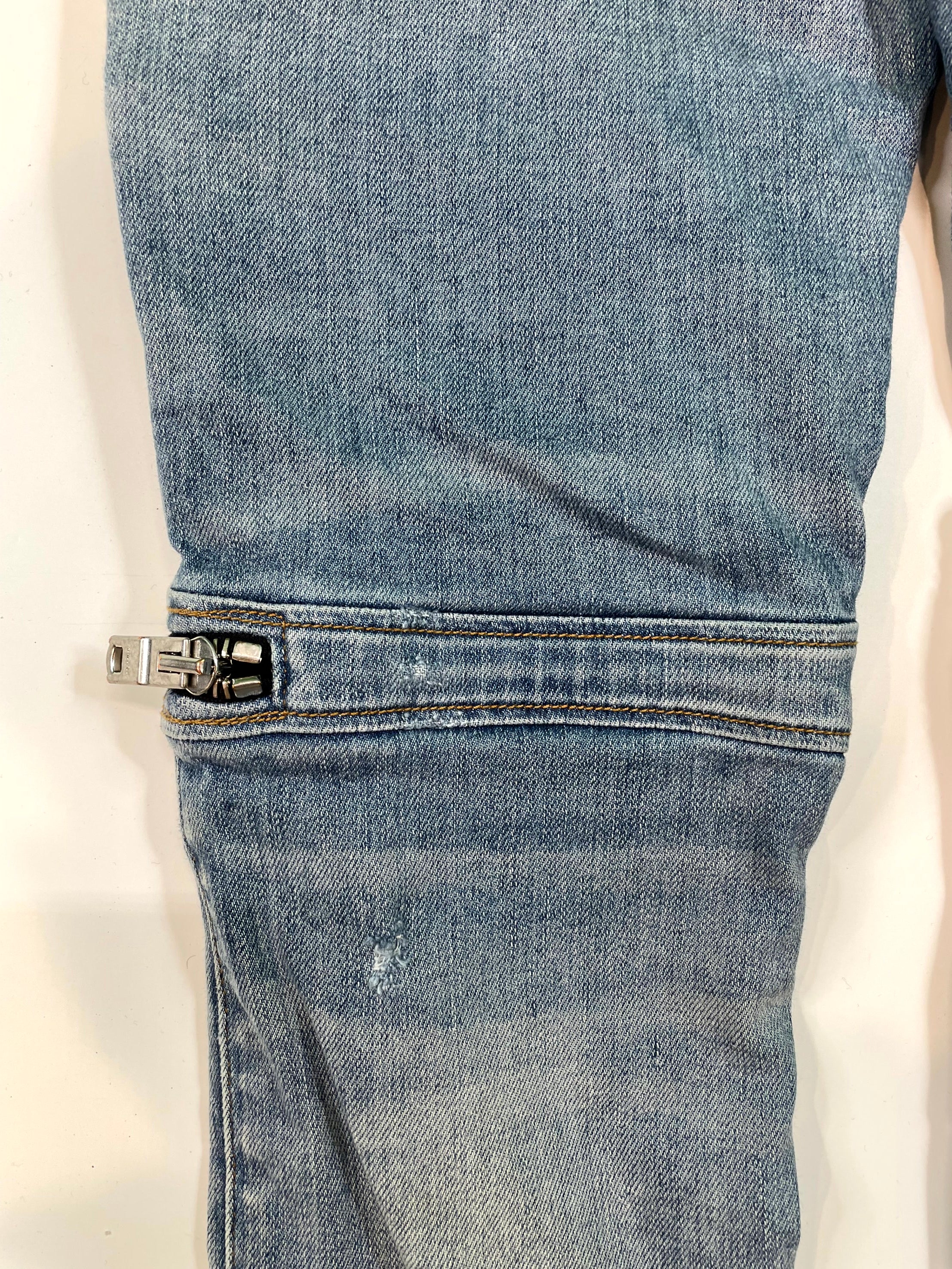 Amiri Light Wash MX2 Yellow Plaid Jeans