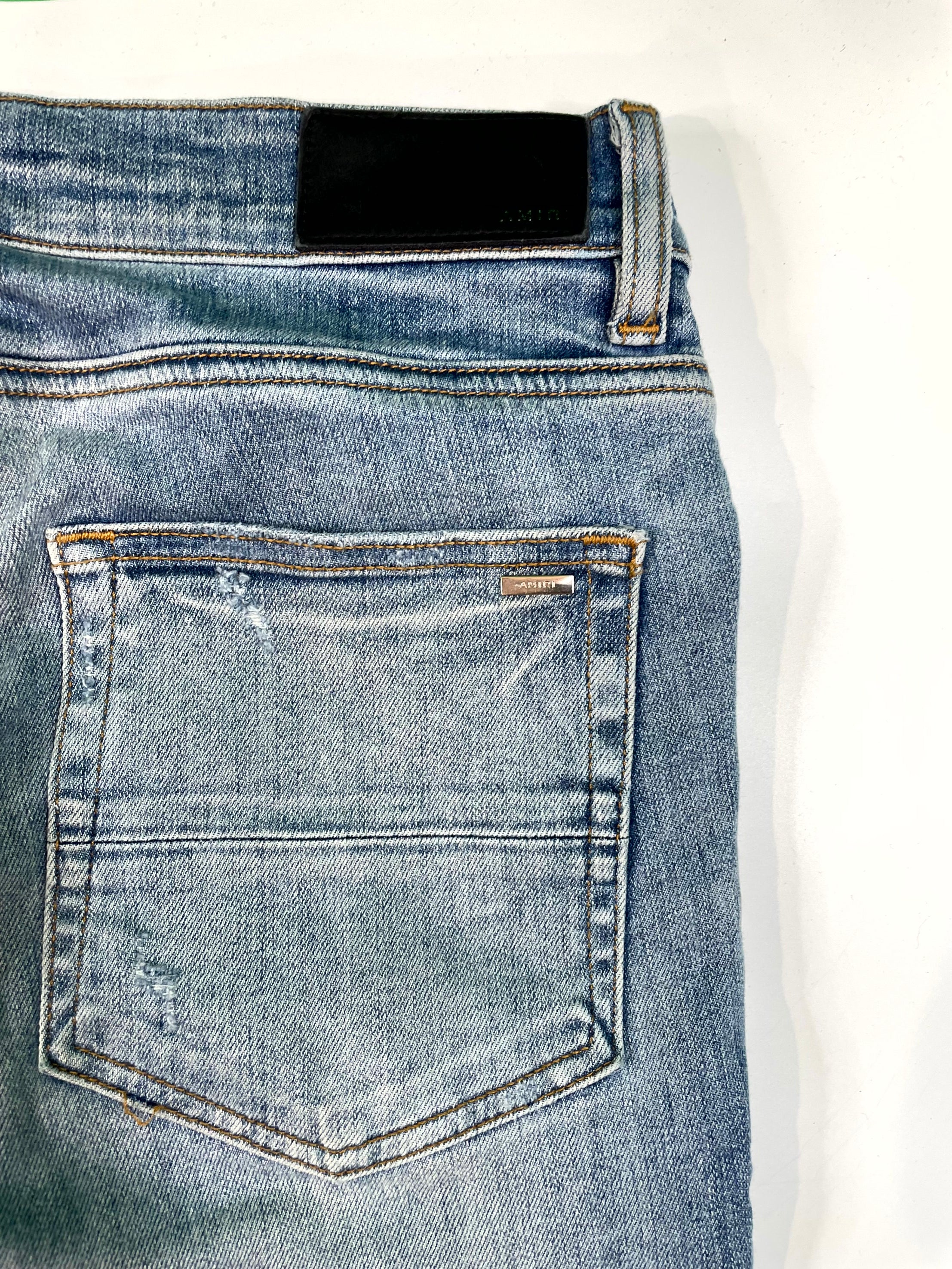Amiri Light Wash MX2 Yellow Plaid Jeans