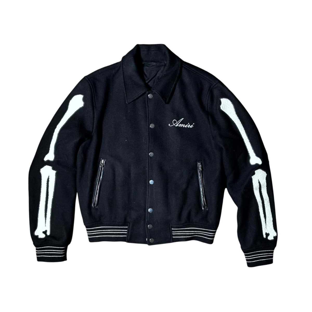 Amiri Black Bone Varsity Jacket