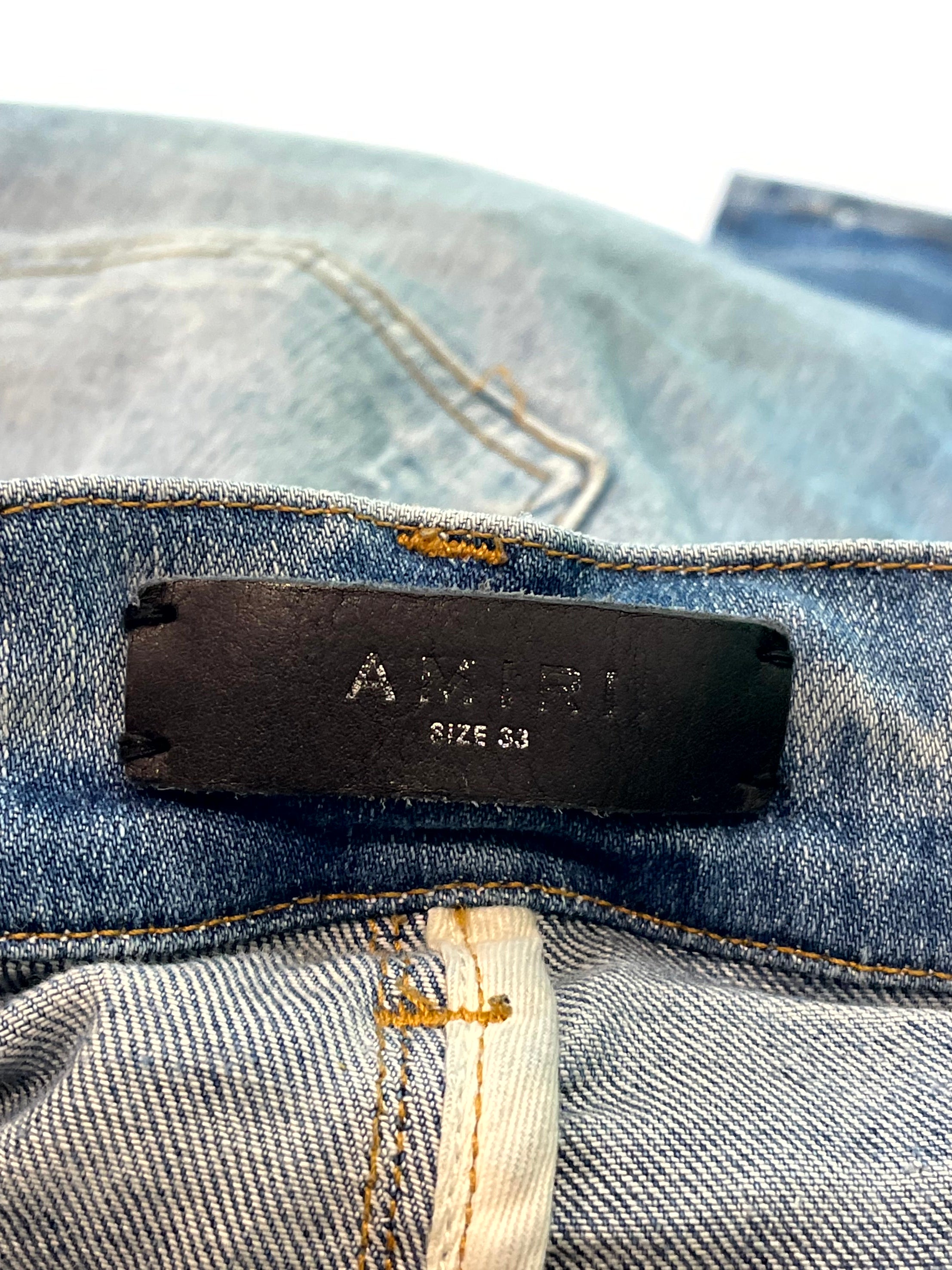 Amiri Light Wash MX2 Yellow Plaid Jeans