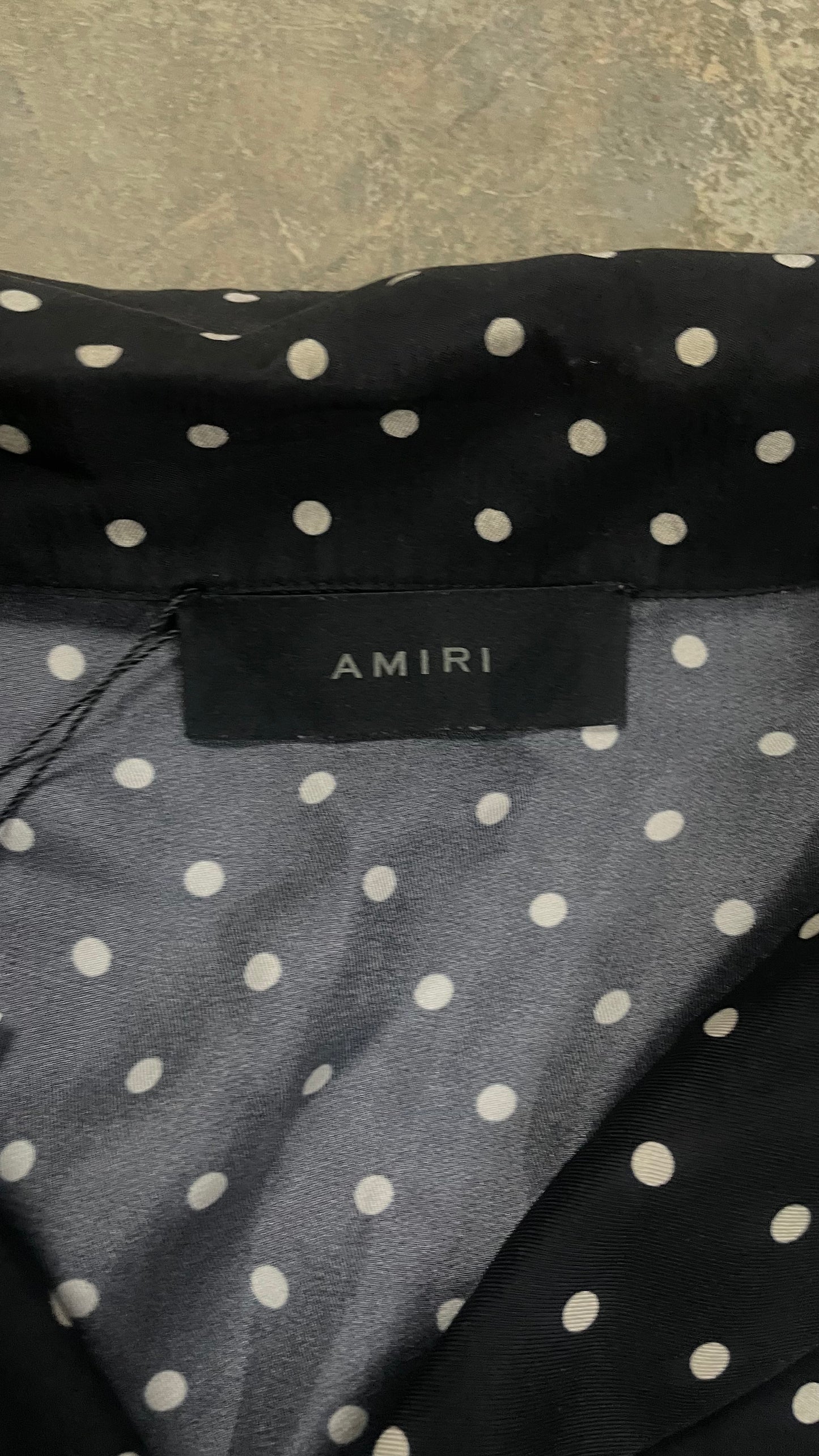 Amiri Polka Dot Silk Button Up Black Cream Used Large