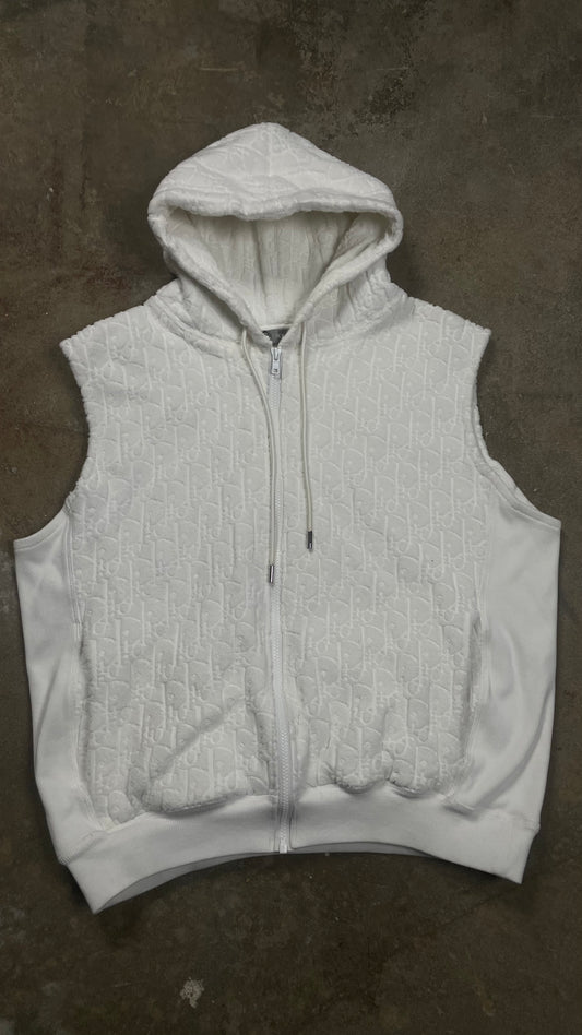 Dior Towel Zip Up Vest White Used Large