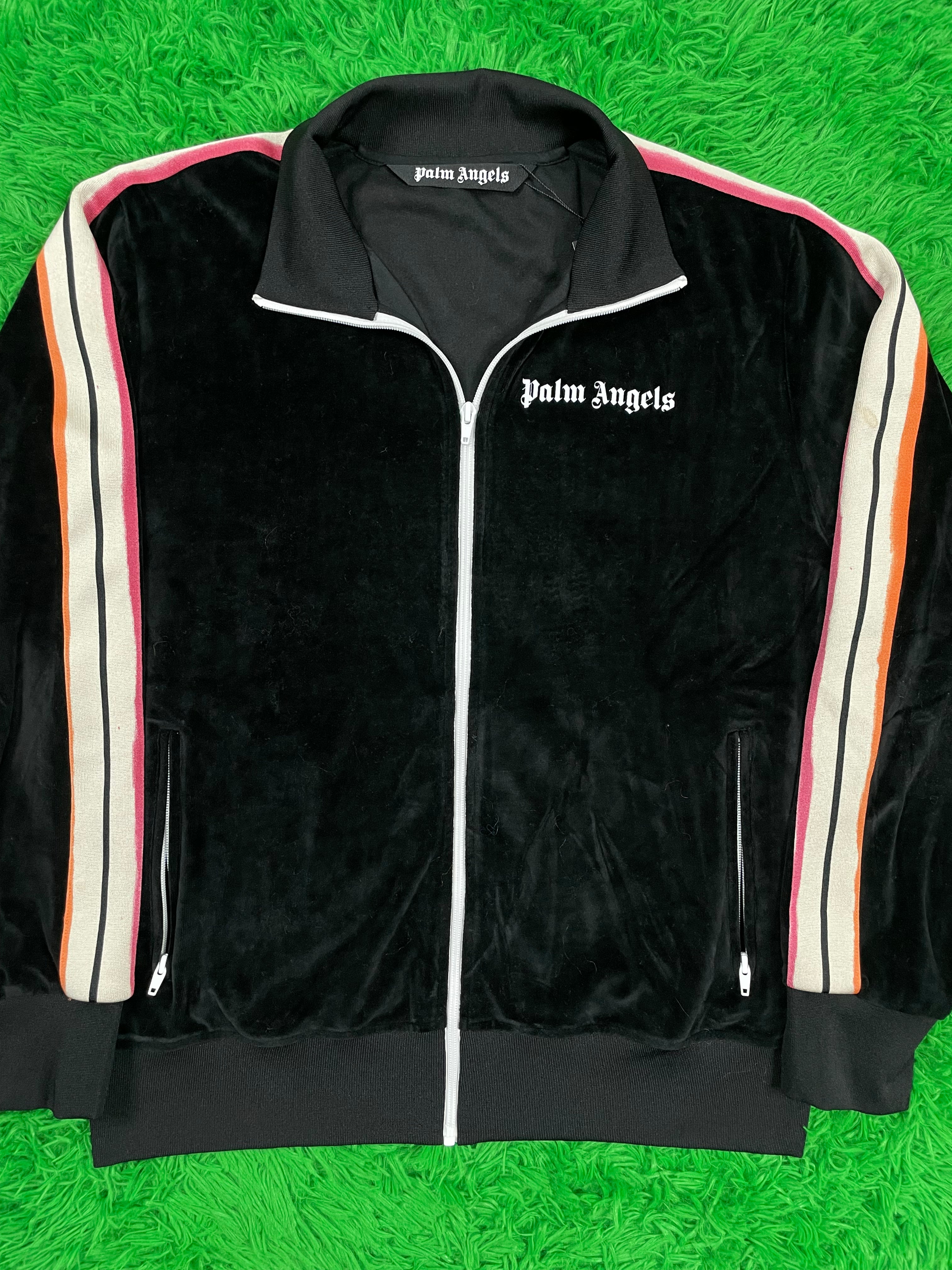 Palm Angels Velour Black, Orange & Pink Track Jacket