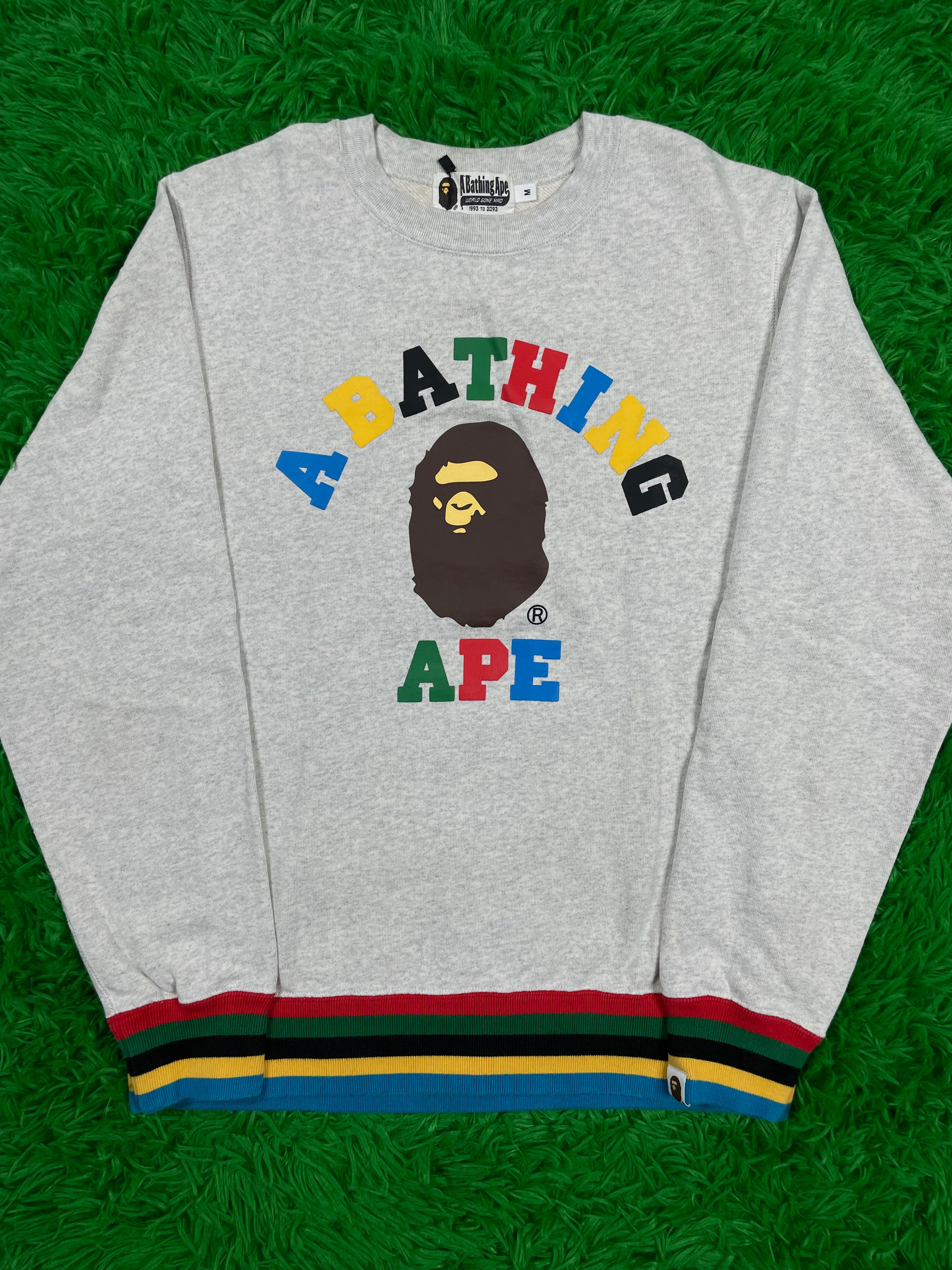 BAPE Crewneck Grey Multi Medium Used