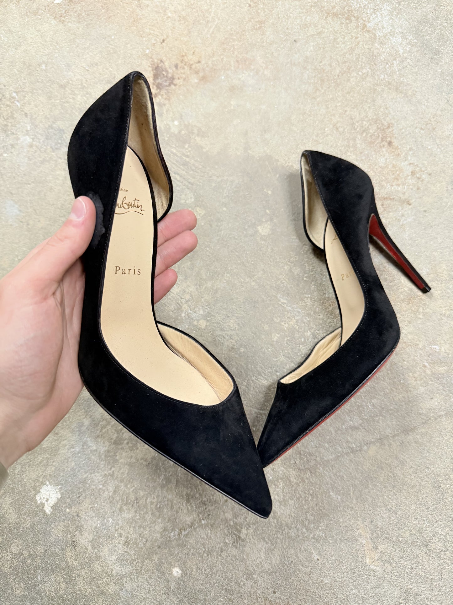 Louboutin Red Bottom Heels Black Velvet Used 42 (9) No Box