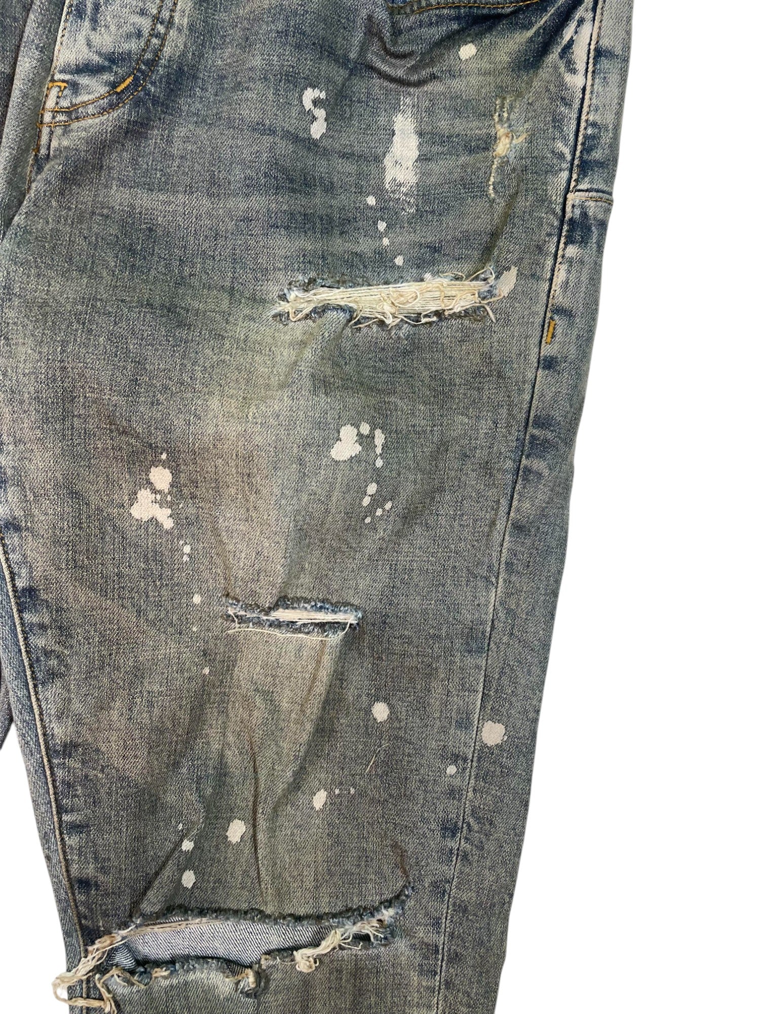 Purple Brand Vintage Wash Splatter Ripped Jeans