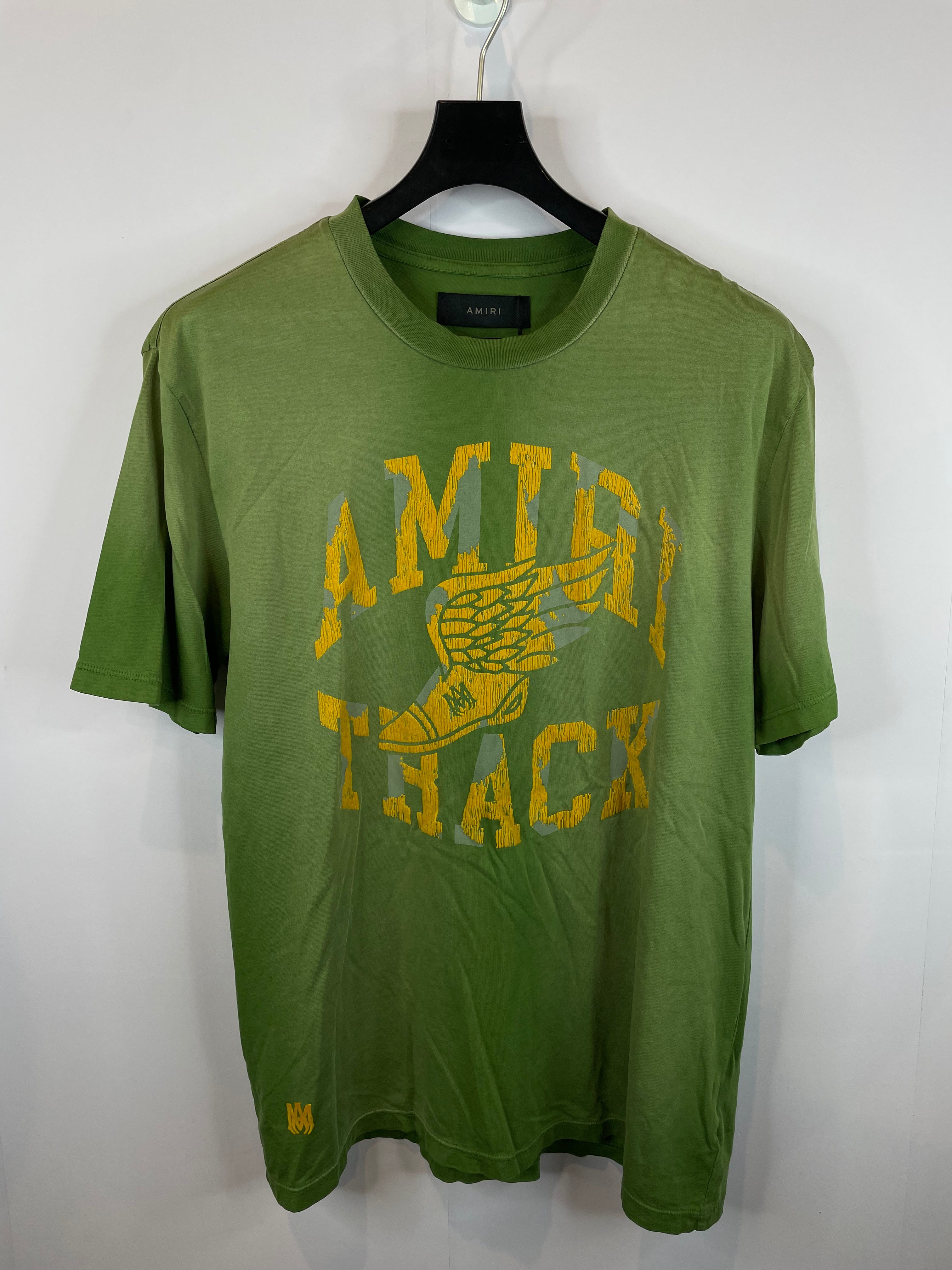 Amiri Track Tee Olive Yellow Used Medium