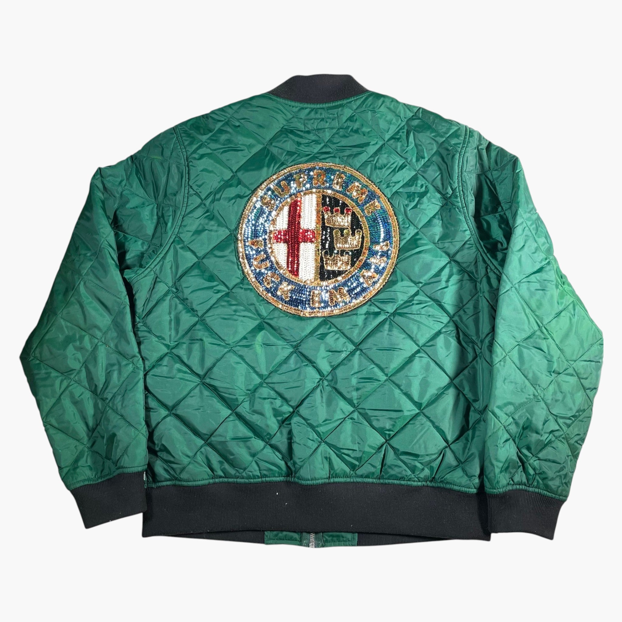 Supreme Sequin Quilted Green Bomber Jacket