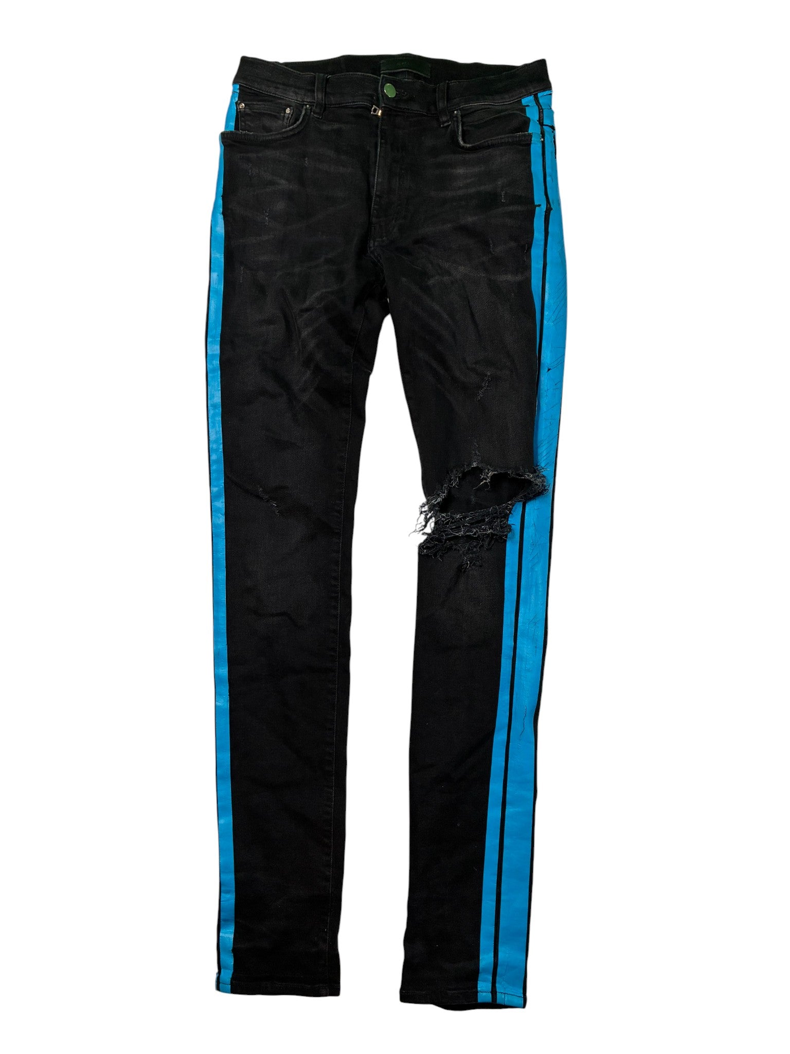 Amiri Black & Blue Stripe Jeans