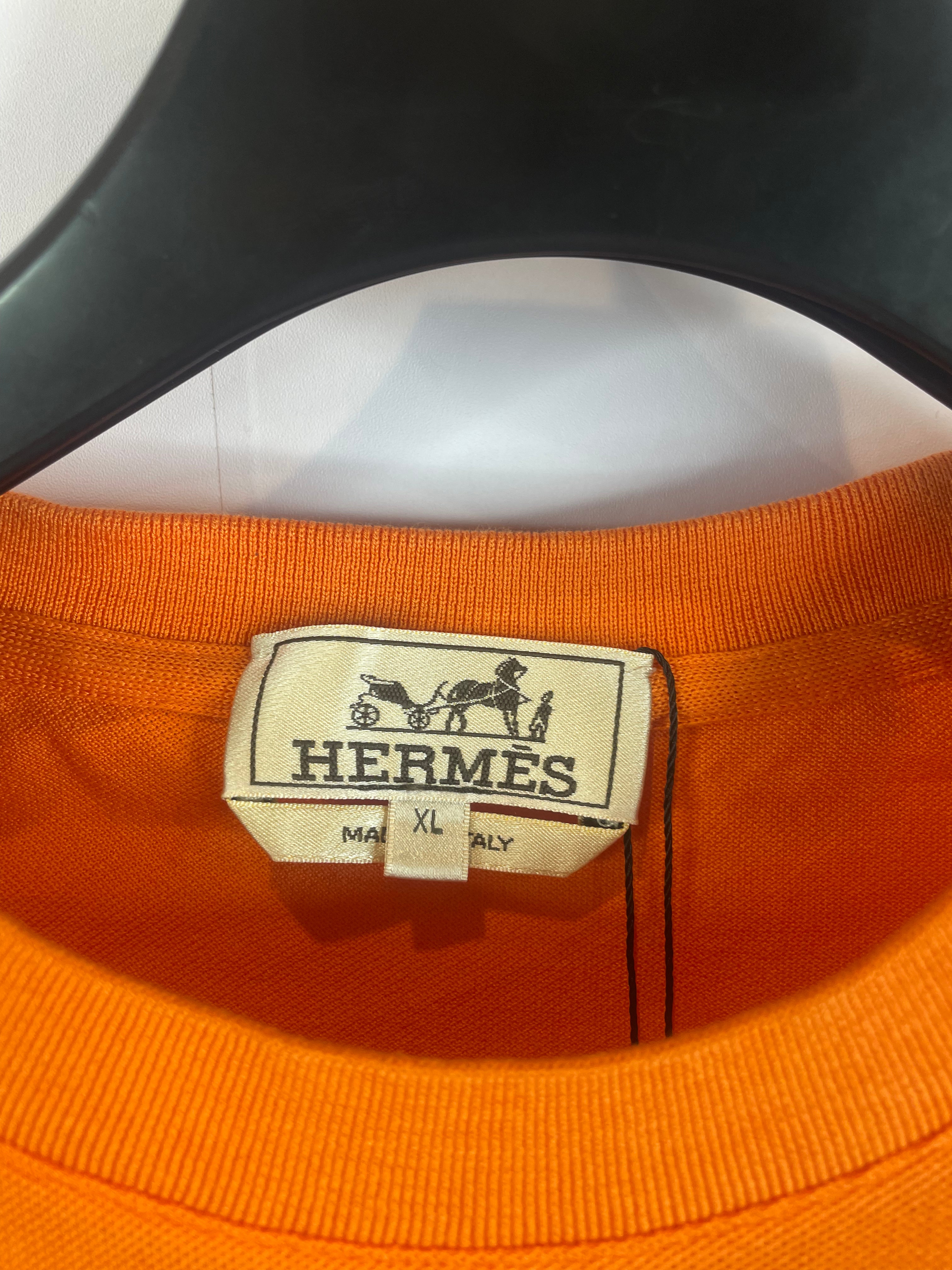 Hermes H Pocket Tee Orange Used XL