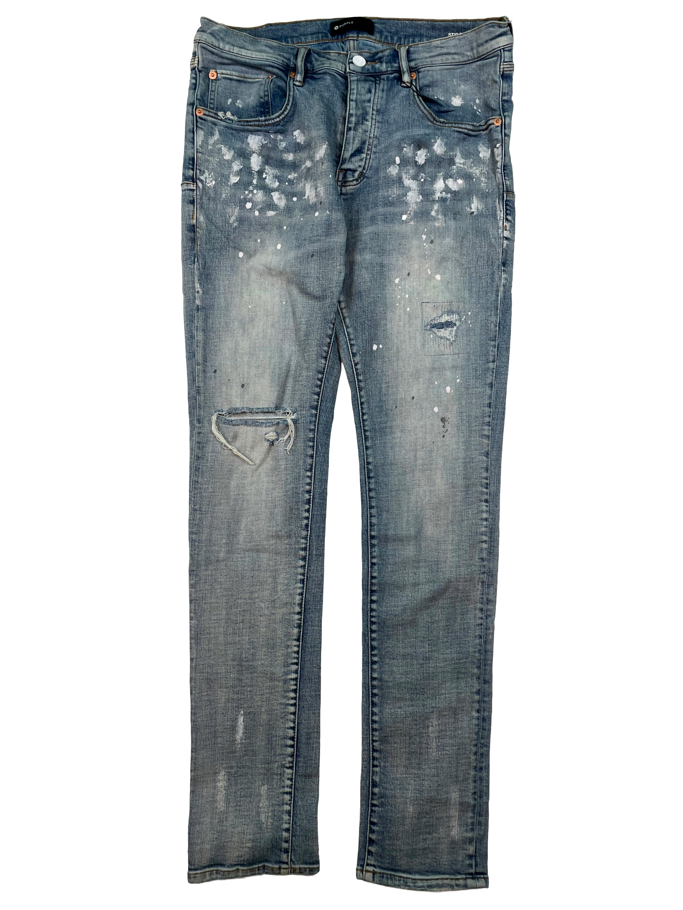 Purple Splatter Light Wash Jeans