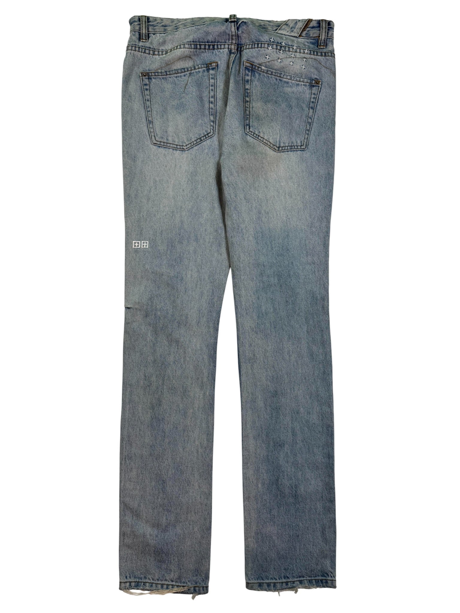 Ksubi Light Wash Ripped Box Logo Jeans