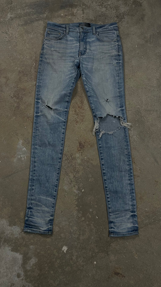 Amiri Plain Thrasher Light Wash Ripped Used 29