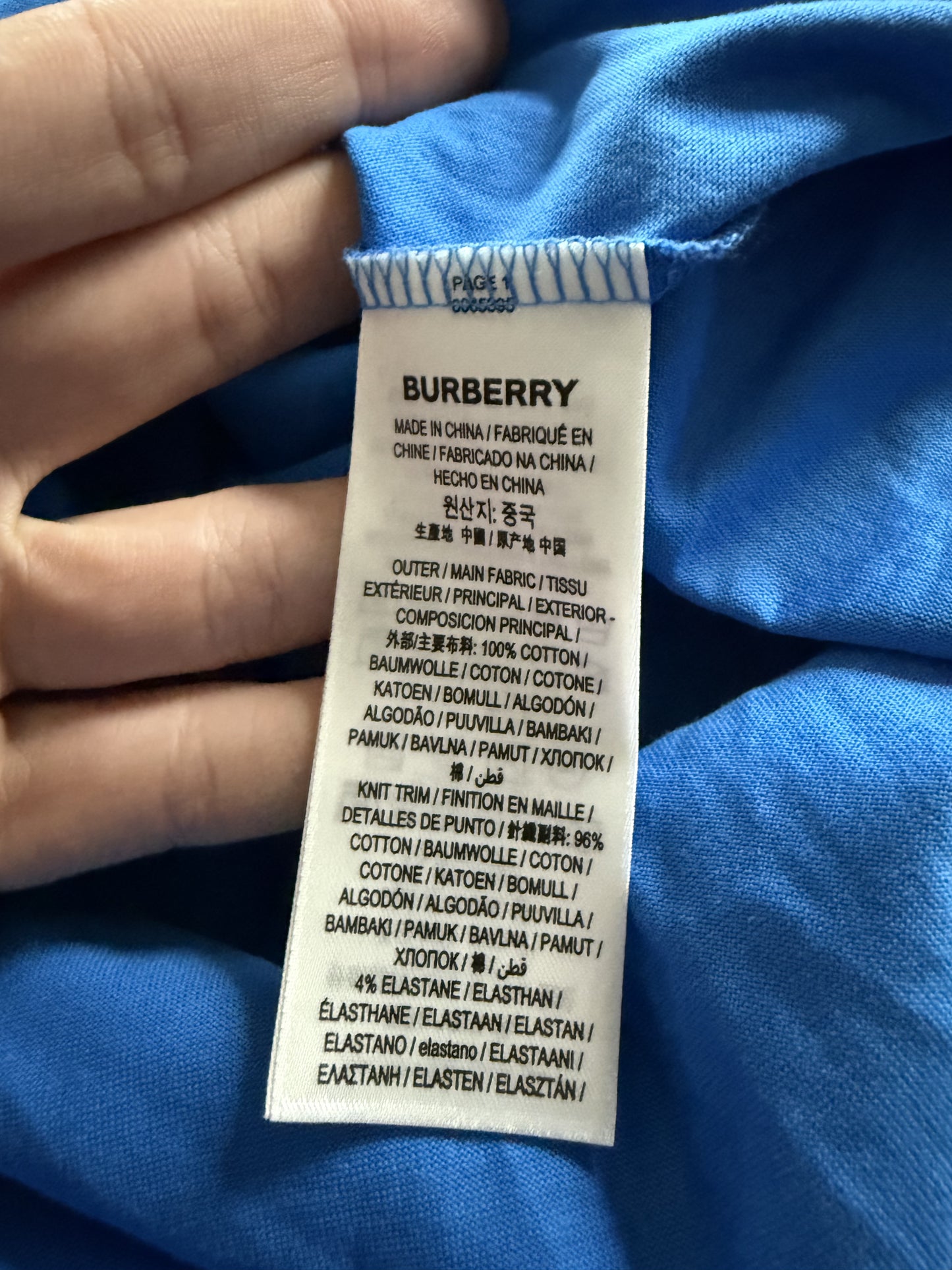 Burberry Tee Baby Blue Used XS