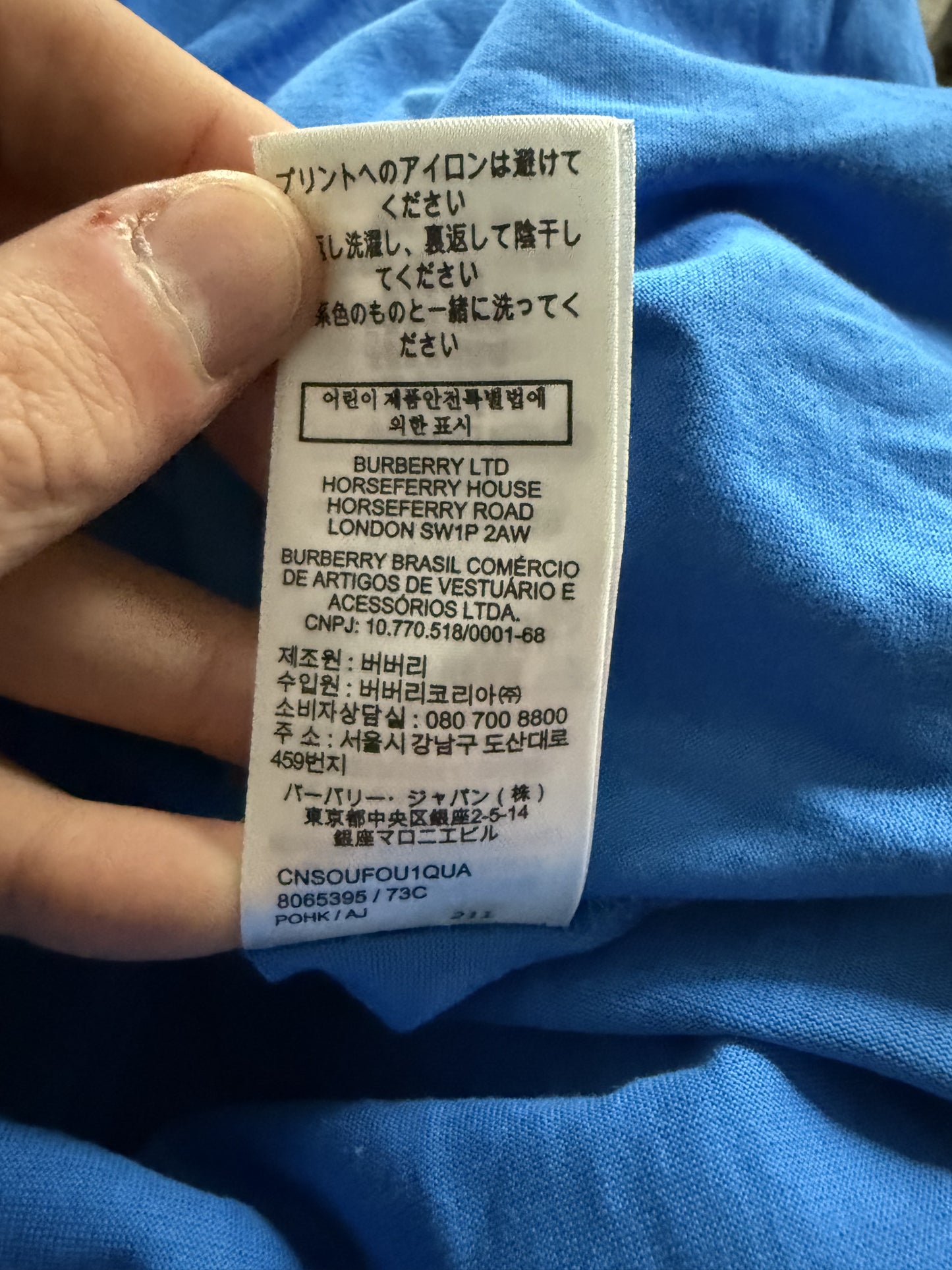 Burberry Tee Baby Blue Used XS