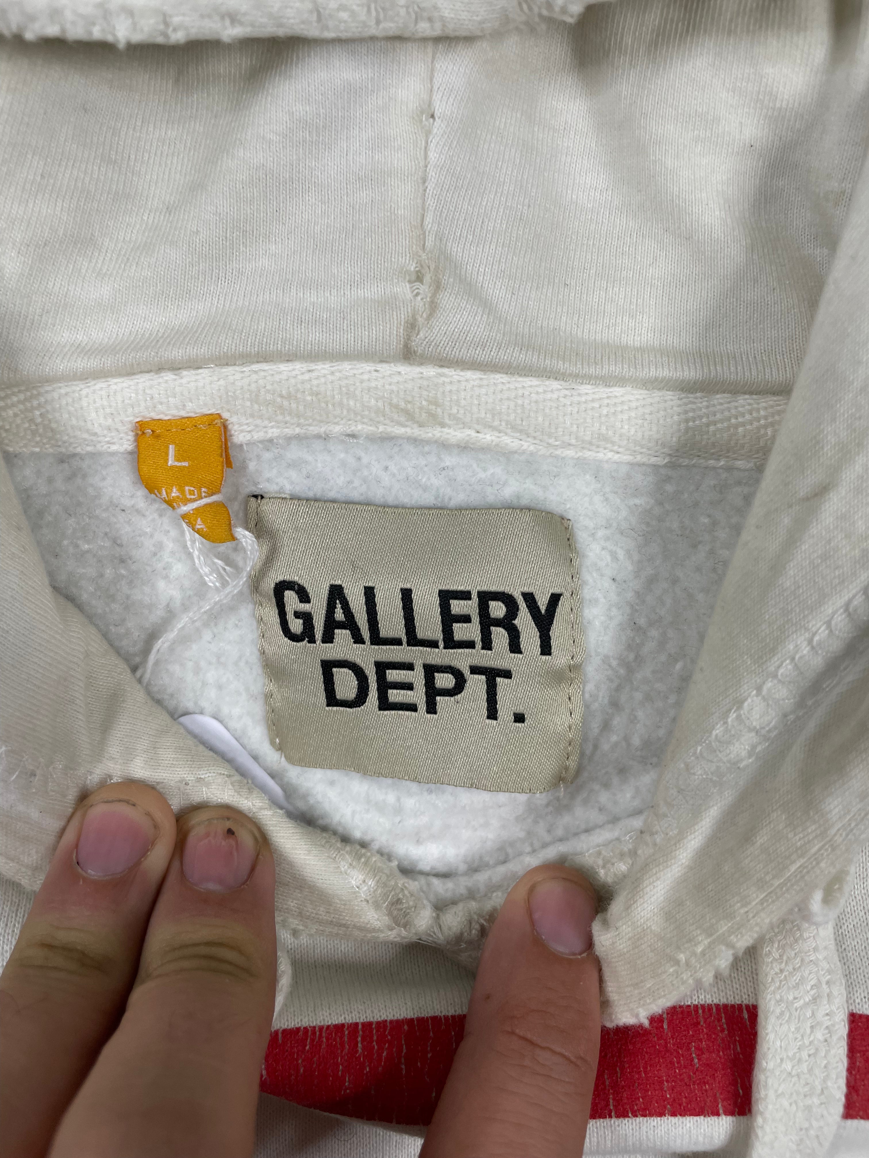 Gallery Dept Hoodie Stop Being Racist White Red Blue Large