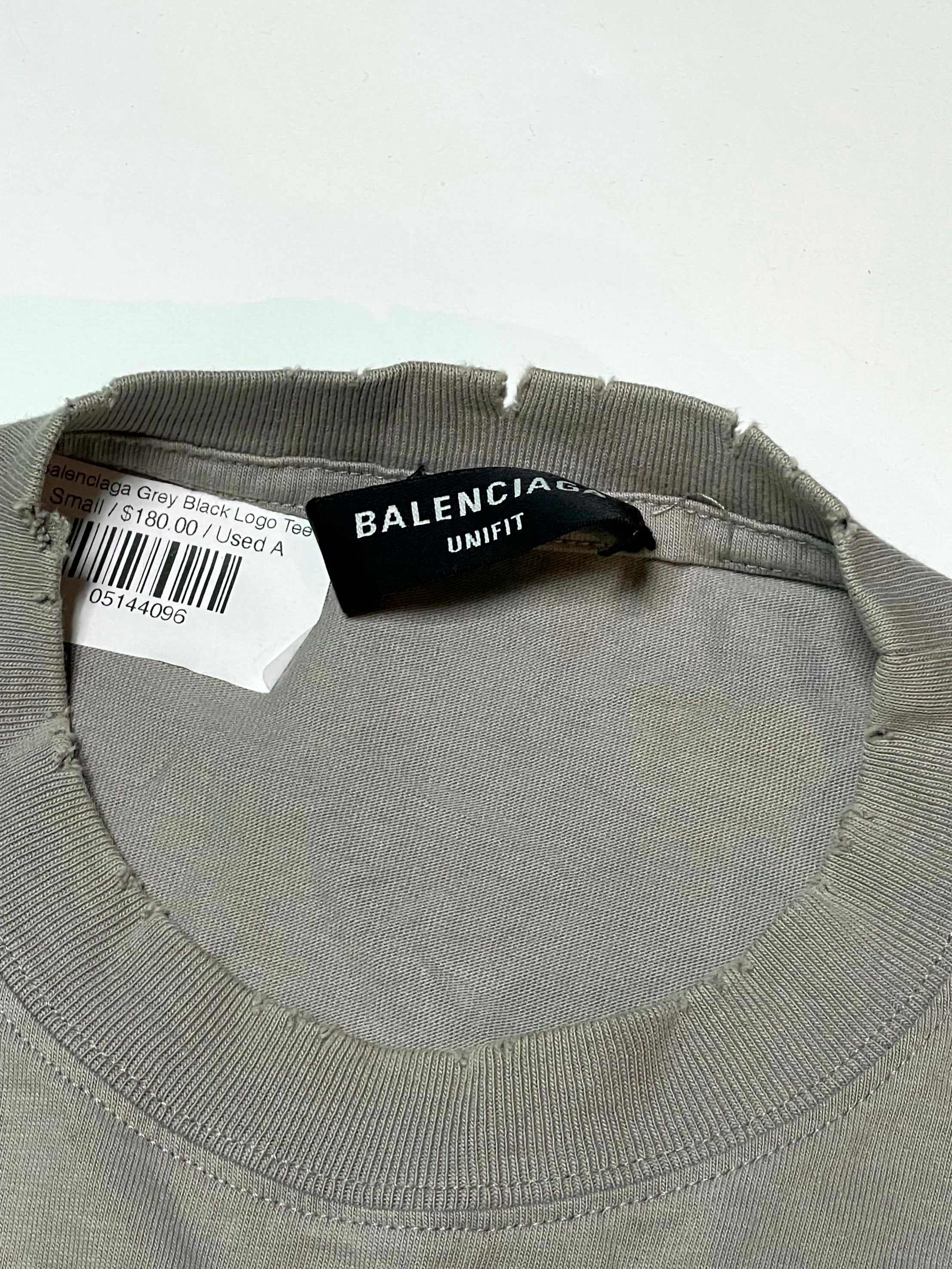 Balenciaga Grey & Black Logo Tee