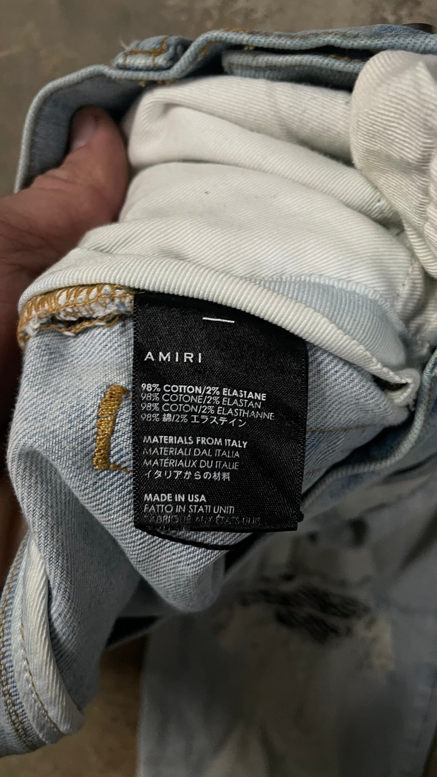 Amiri Light Wash Zebra Crystal Patch Used 30