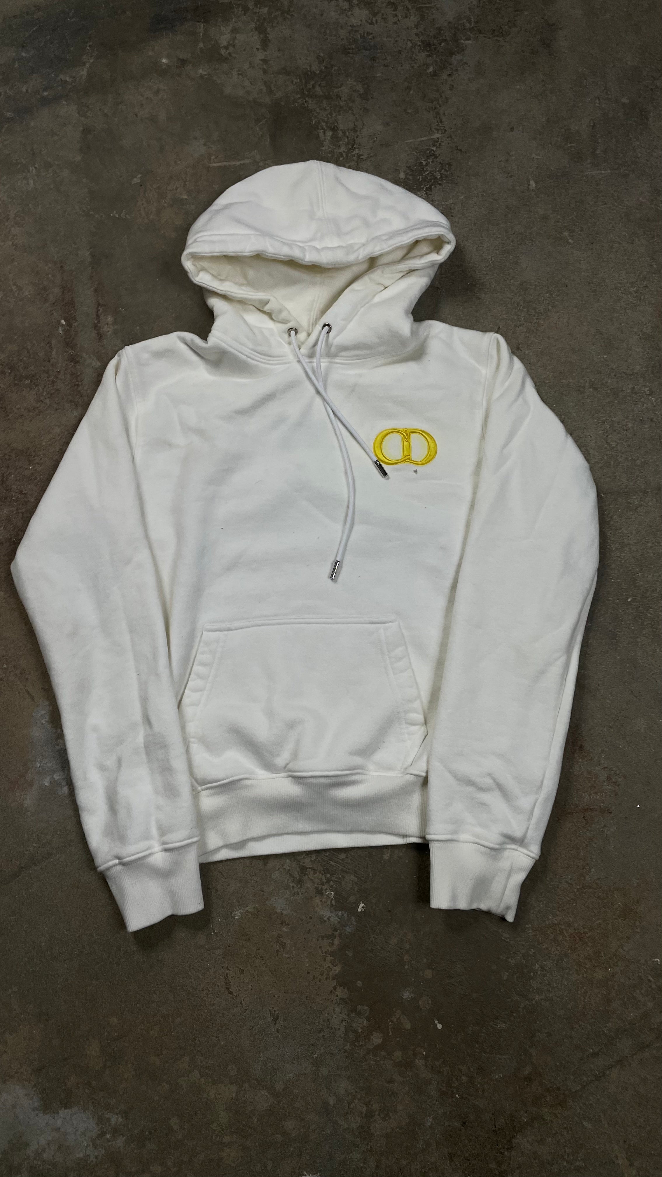 Dior CD Logo Hoodie White Yellow Used XXS