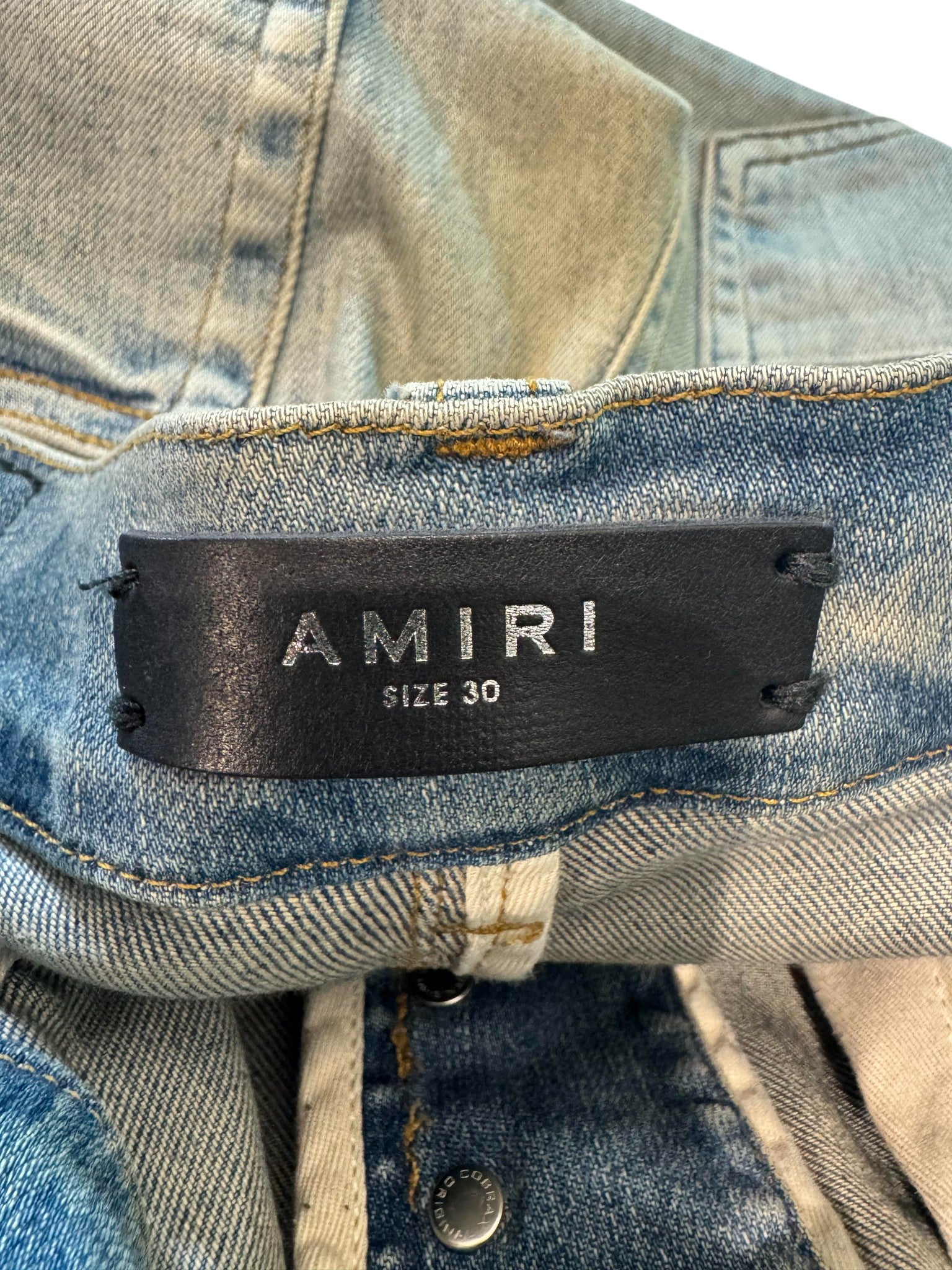 Amiri Light Wash Camo Patchwork Jeans