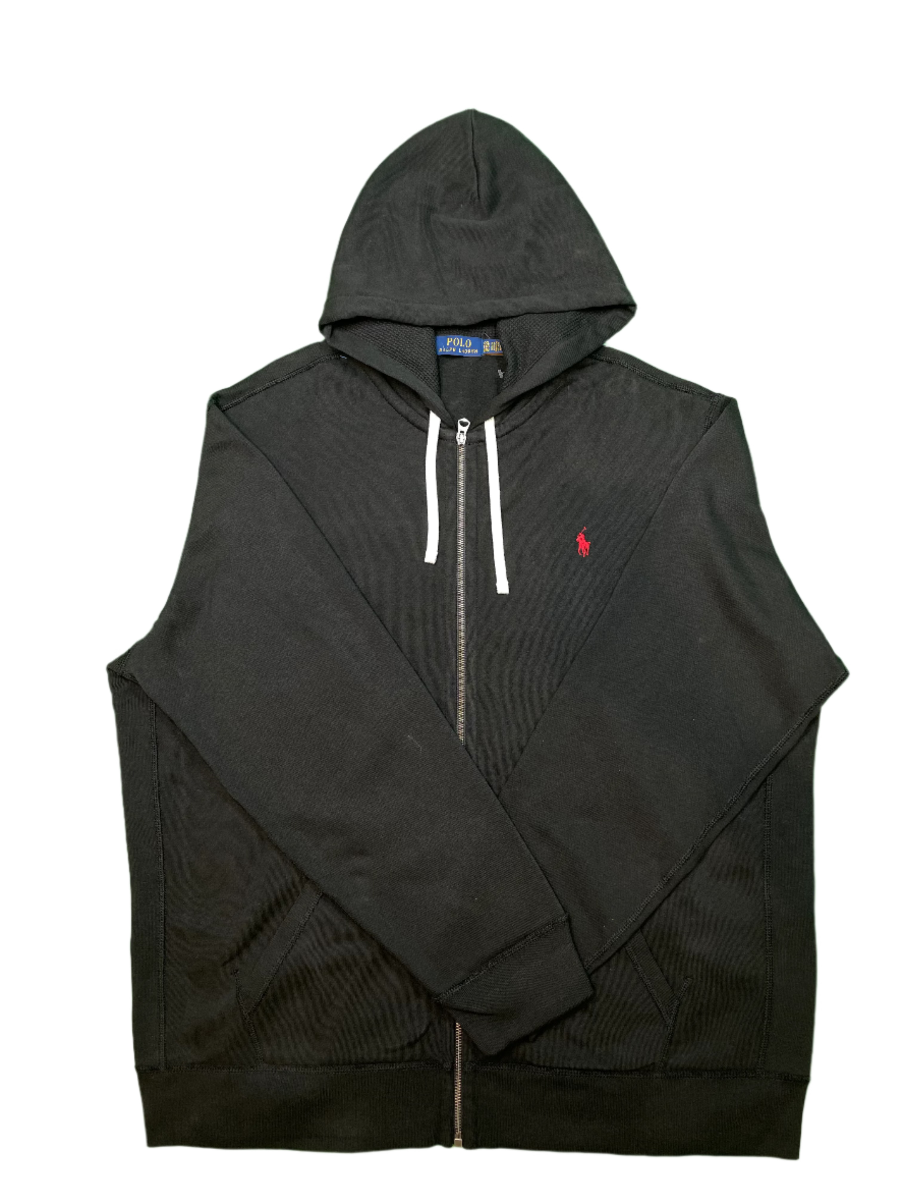 Polo Zip Up Black Hoodie