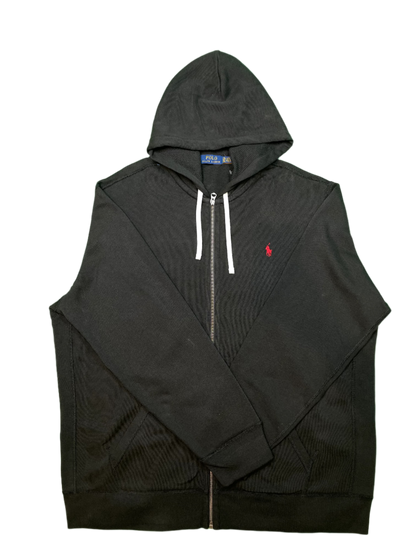 Polo Zip Up Black Hoodie