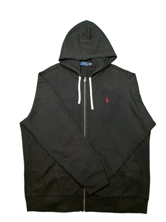 Polo Zip Up Black Hoodie