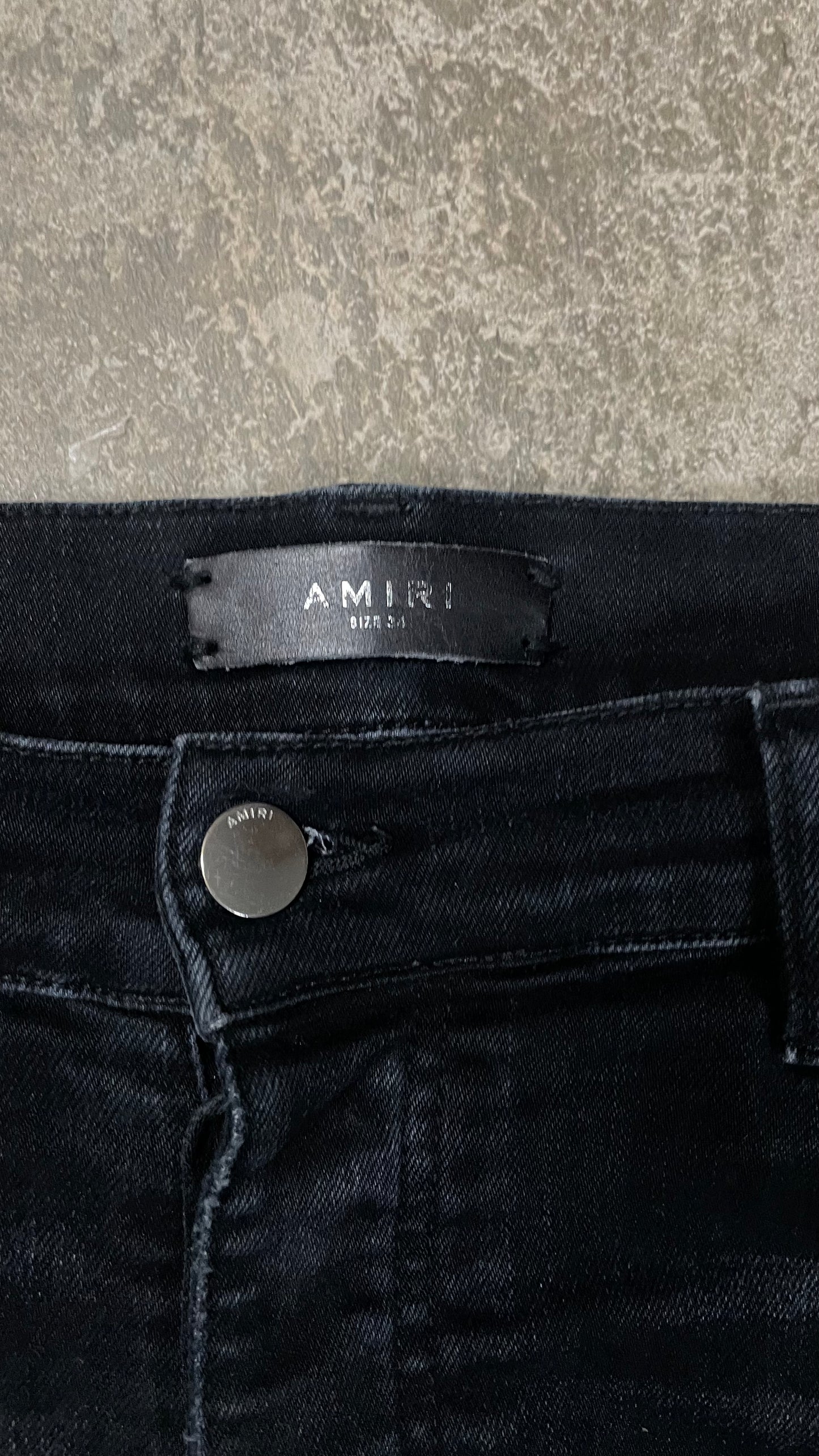 Amiri MX1 Black Olive Patch Used 34