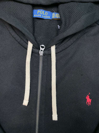 Polo Zip Up Black Hoodie