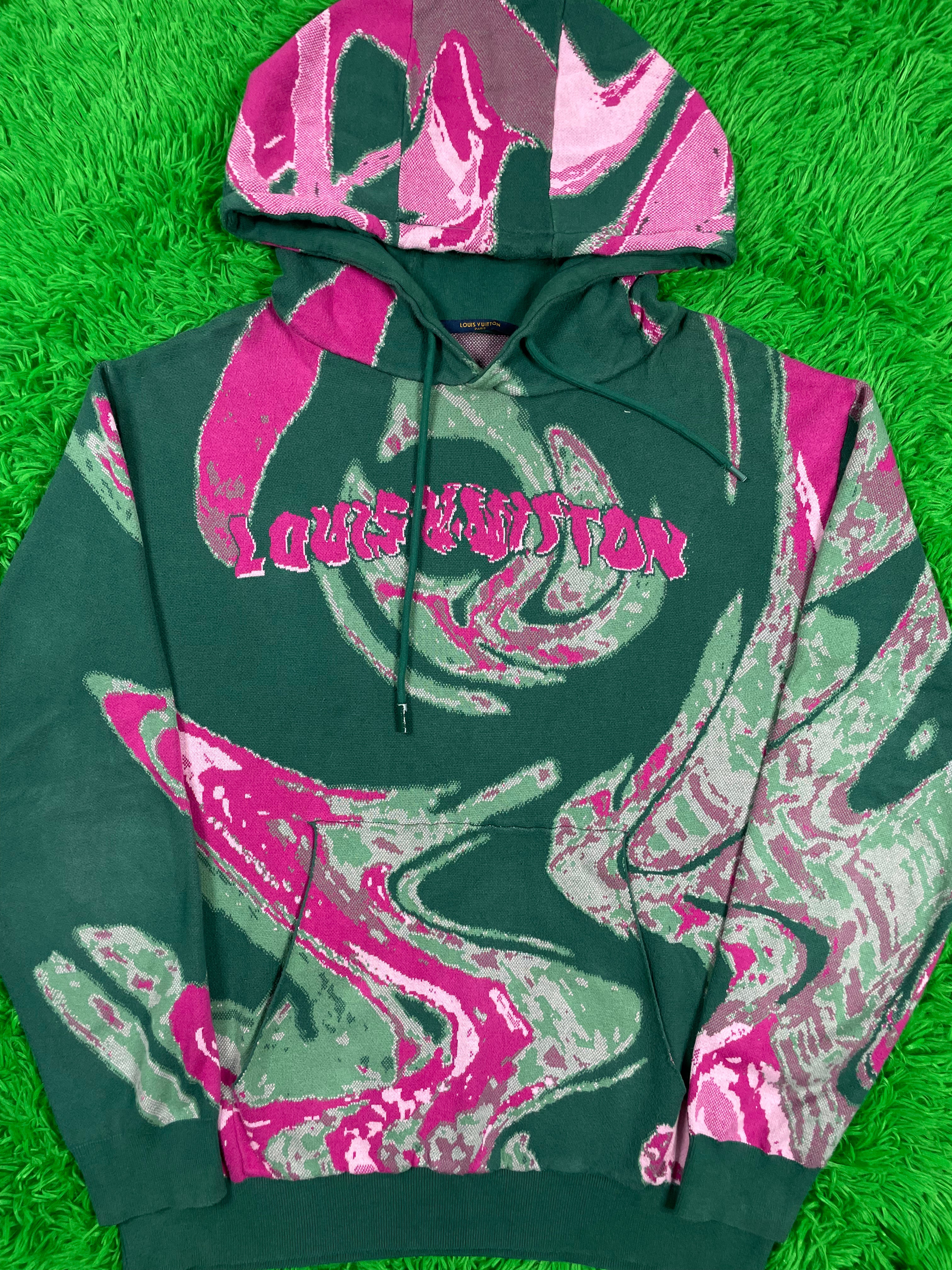LV Knit Hoodie Green Cyan Large Used