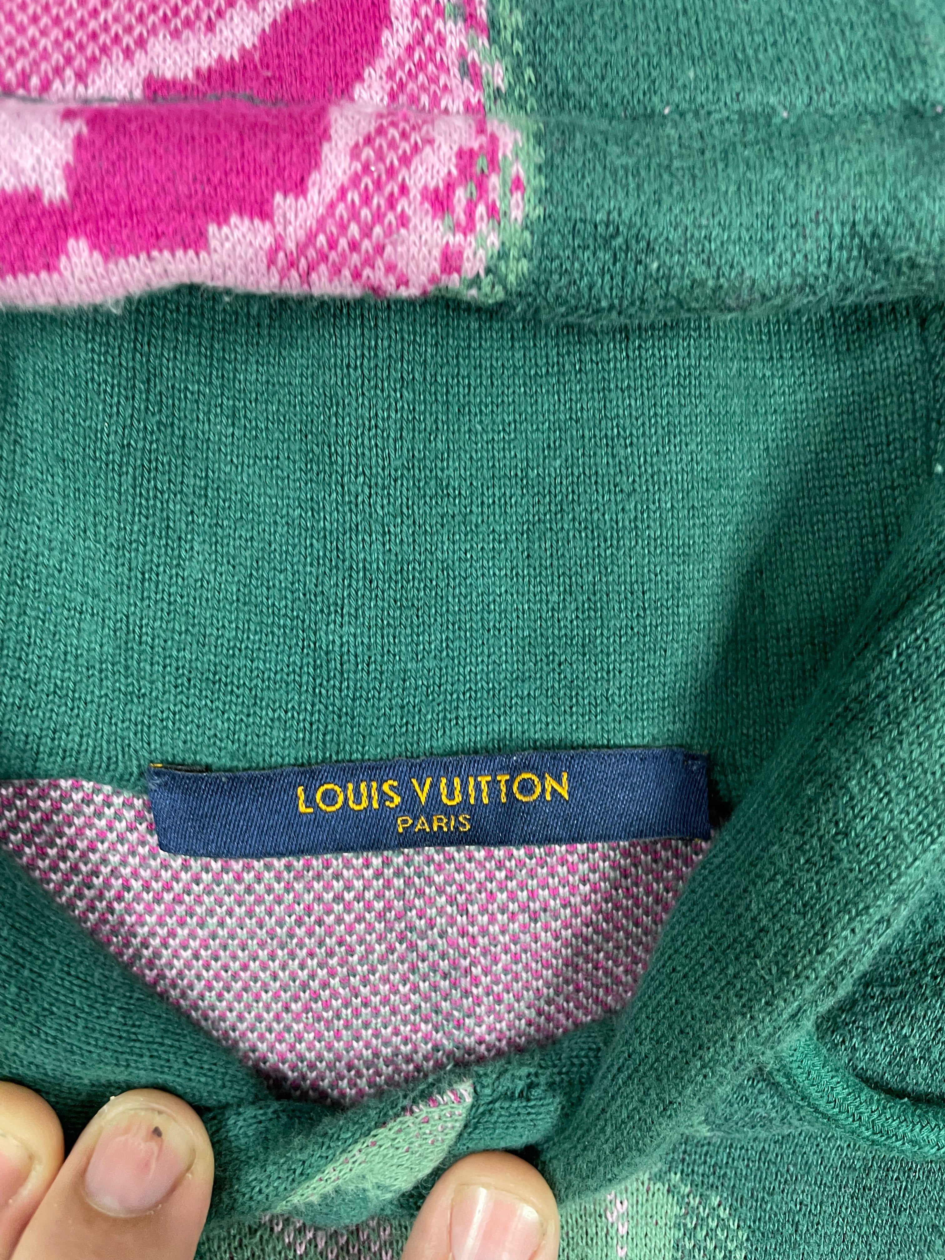 LV Knit Hoodie Green Cyan Large Used