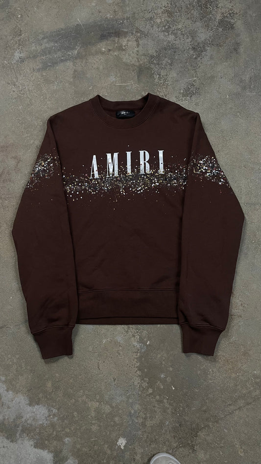 Amiri Crewneck Brown Paint Splatter Used Small