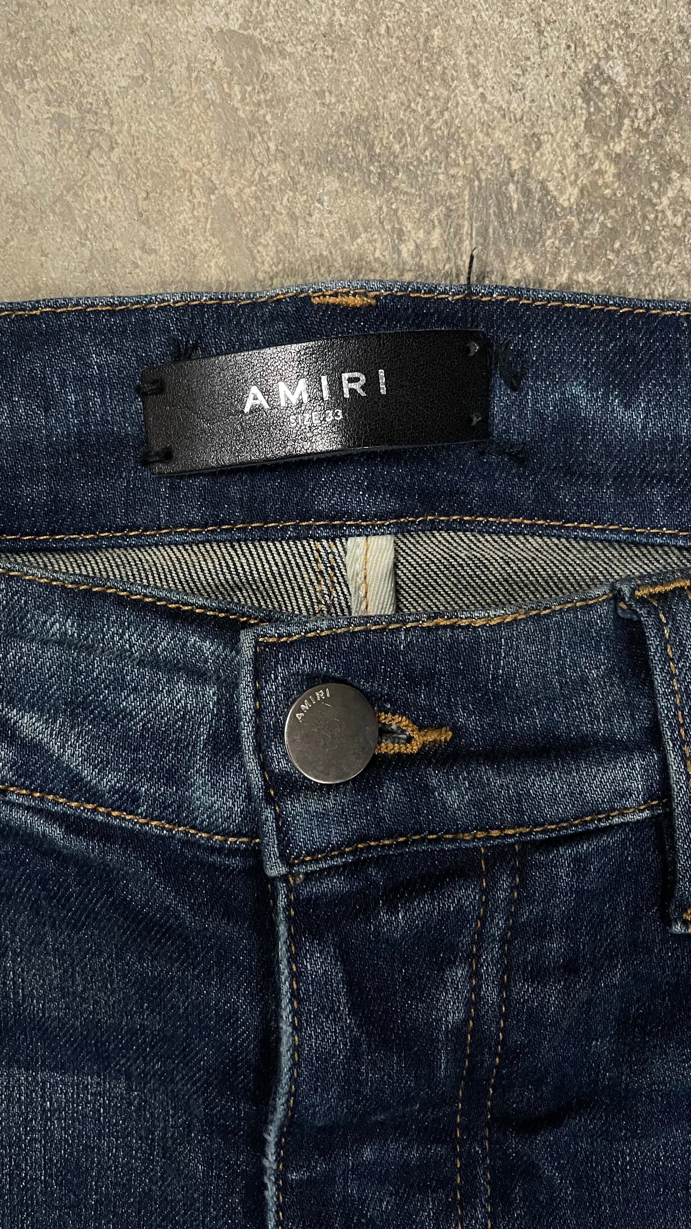 Amiri Jeans Dark Wash Navy Old English Used 33