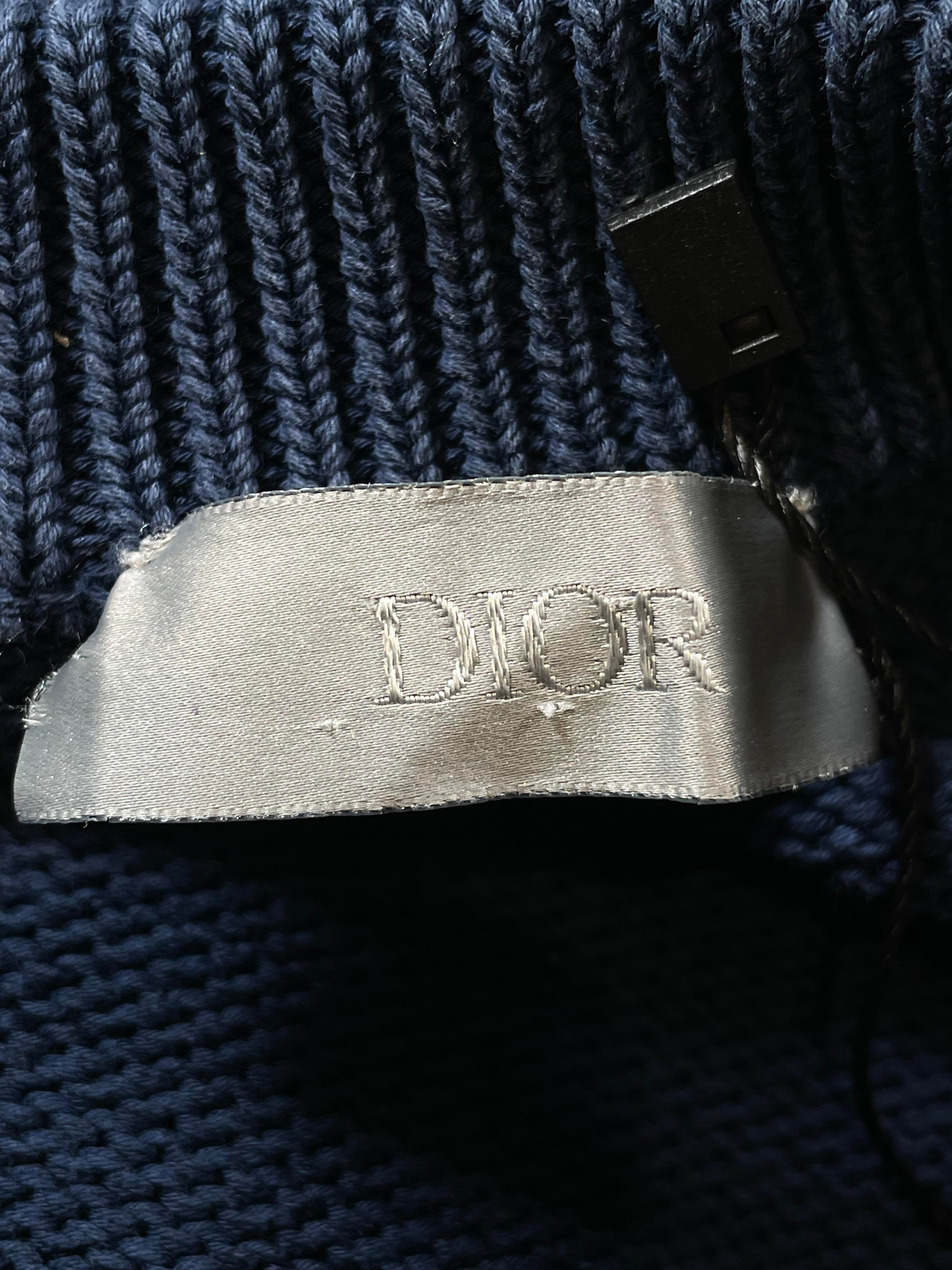 Dior Knit Oblique Side Logo Navy Crewneck