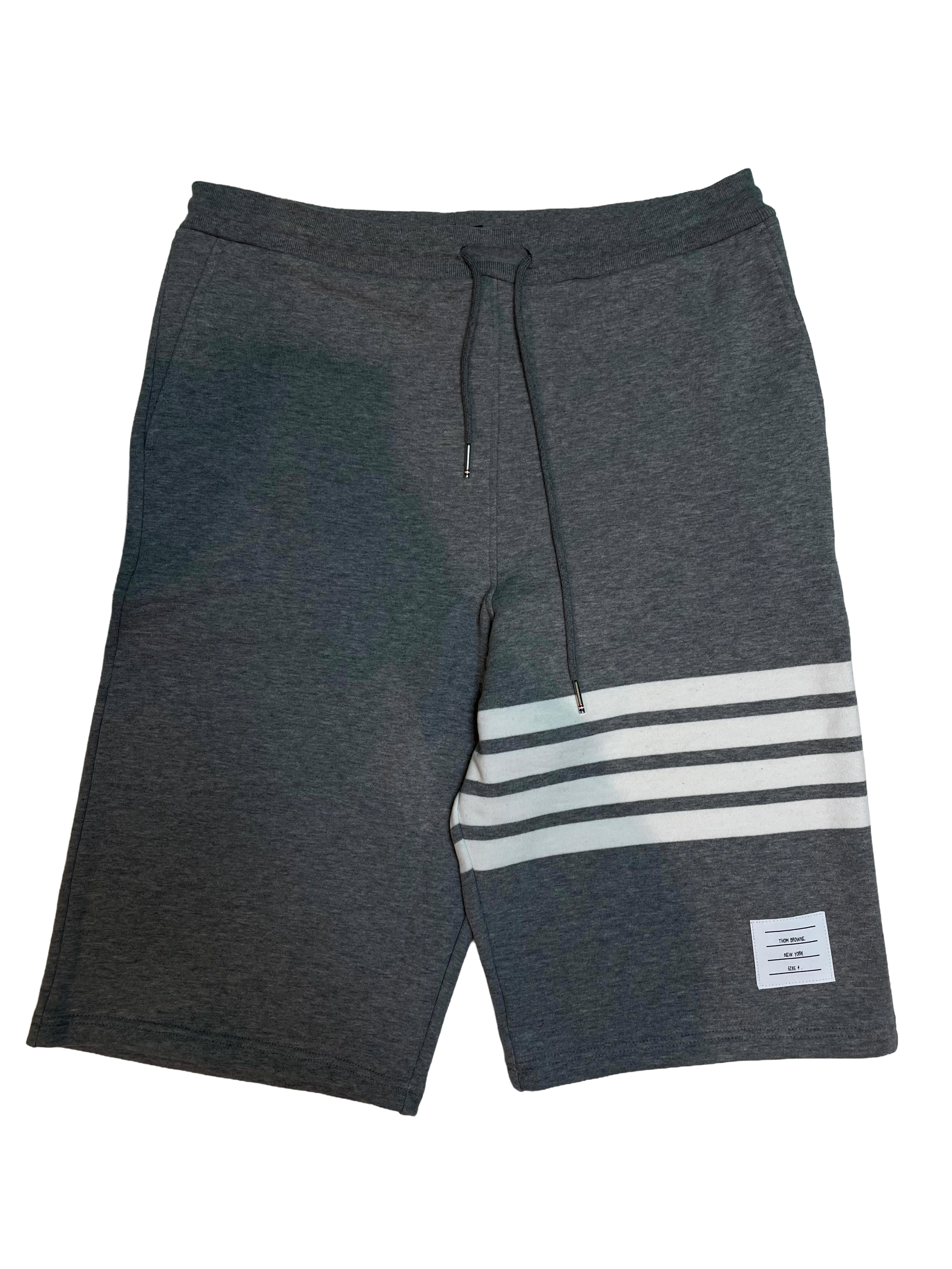 Thom Browne Stripe Sweat Grey & White Shorts