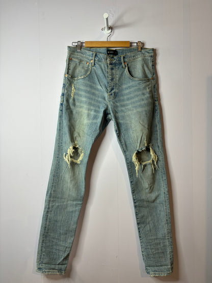 Purple Jeans Light Wash Blue