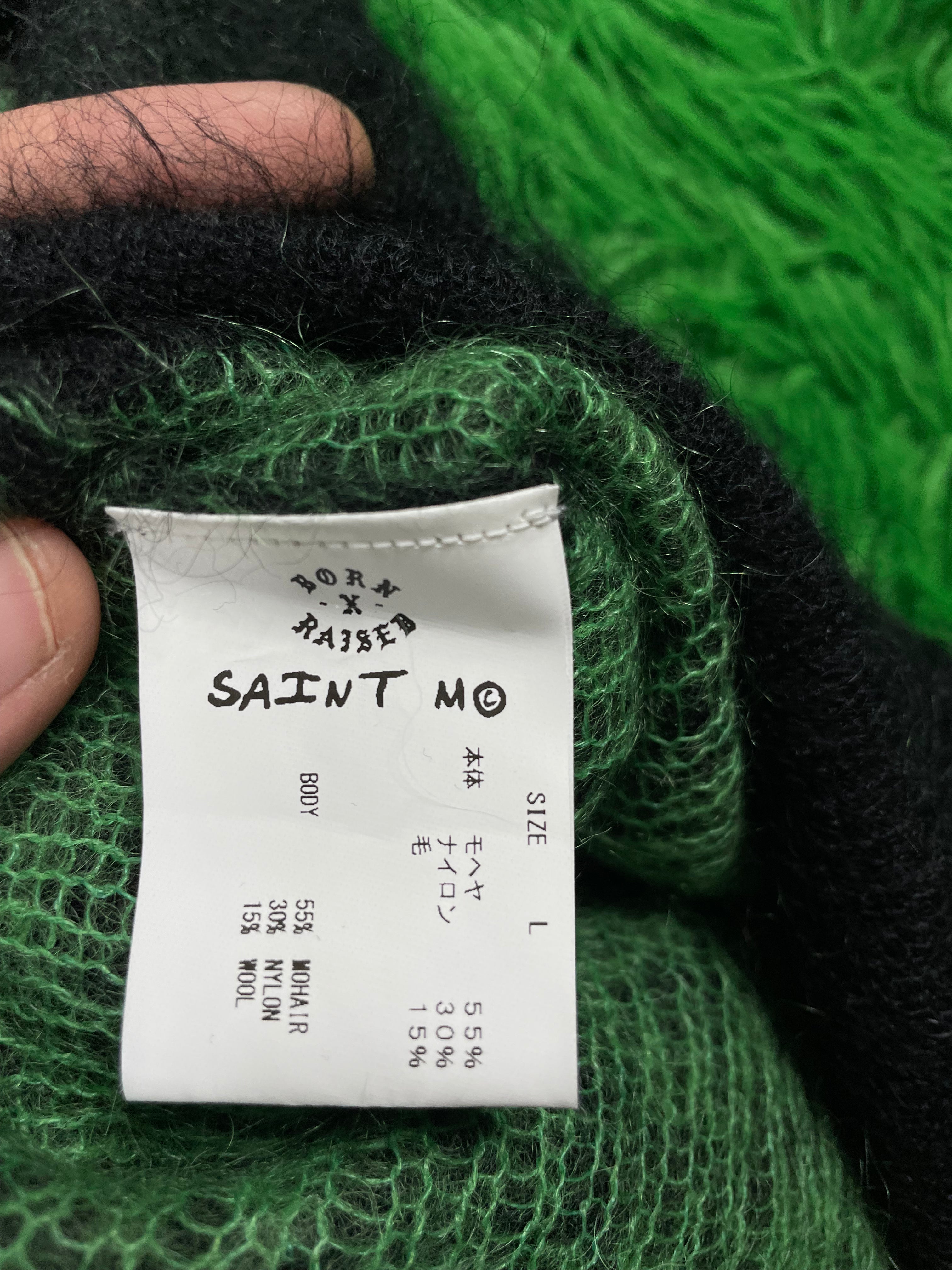 Saint Michael Crewneck Black Green Mohair Large NEW